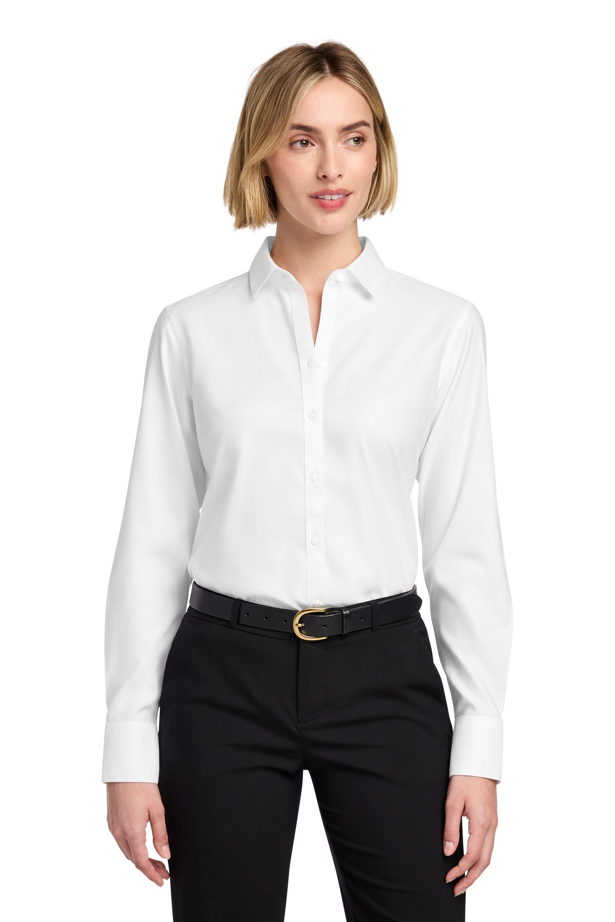Custom Embroidery or DTF Print - Brooks Brothers ®  Women's Wrinkle-Free Stretch Nailhead Shirt BB18003