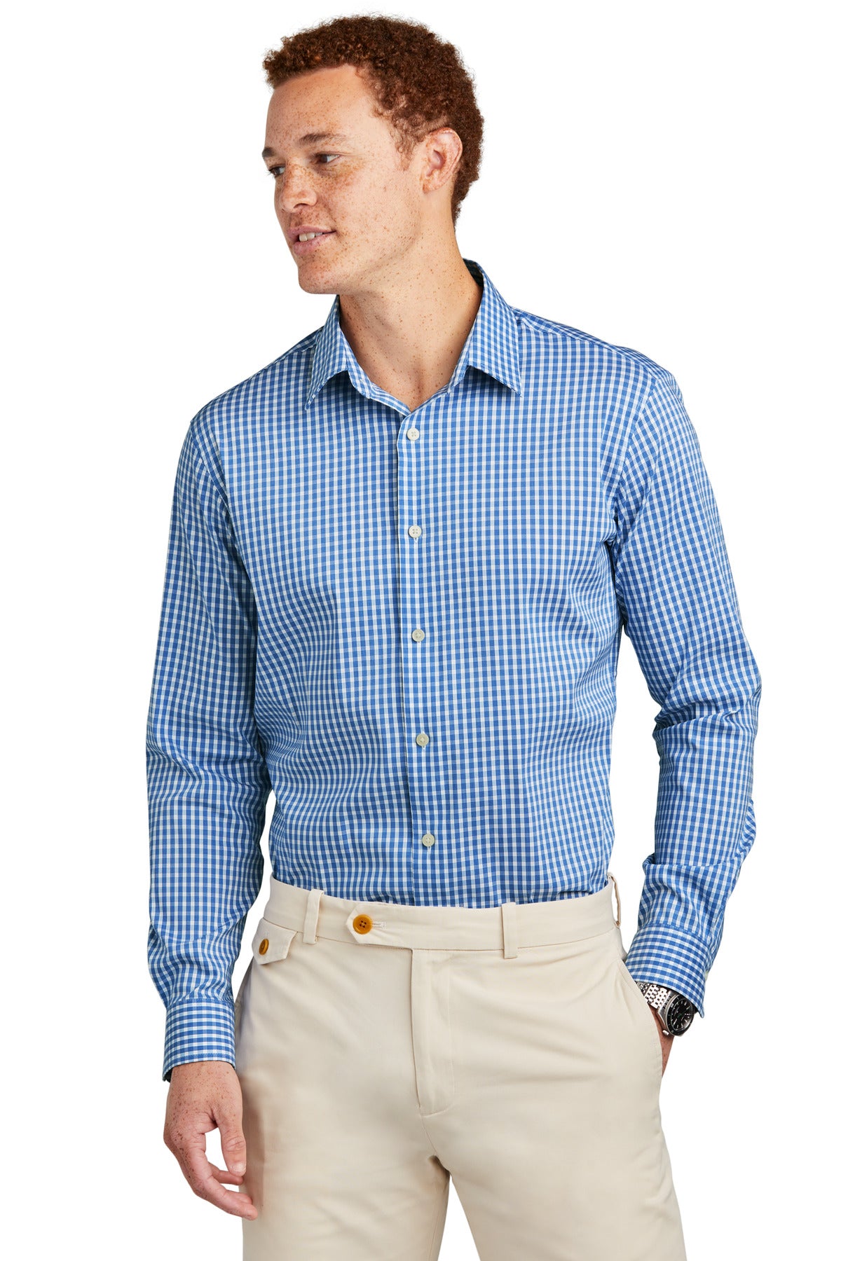 Custom Embroidered - Brooks Brothers© Tech Stretch Patterned Shirt BB18006