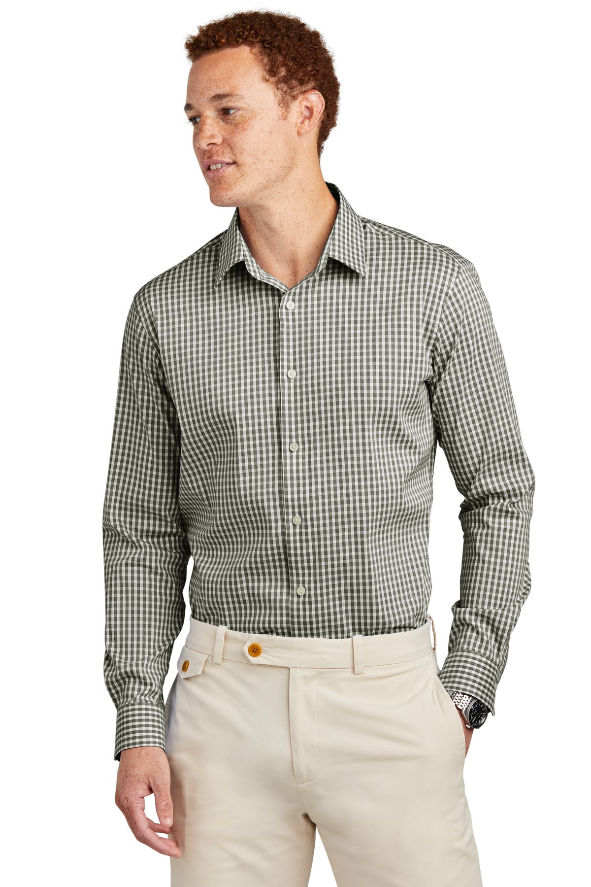 Custom Embroidered - Brooks Brothers© Tech Stretch Patterned Shirt BB18006