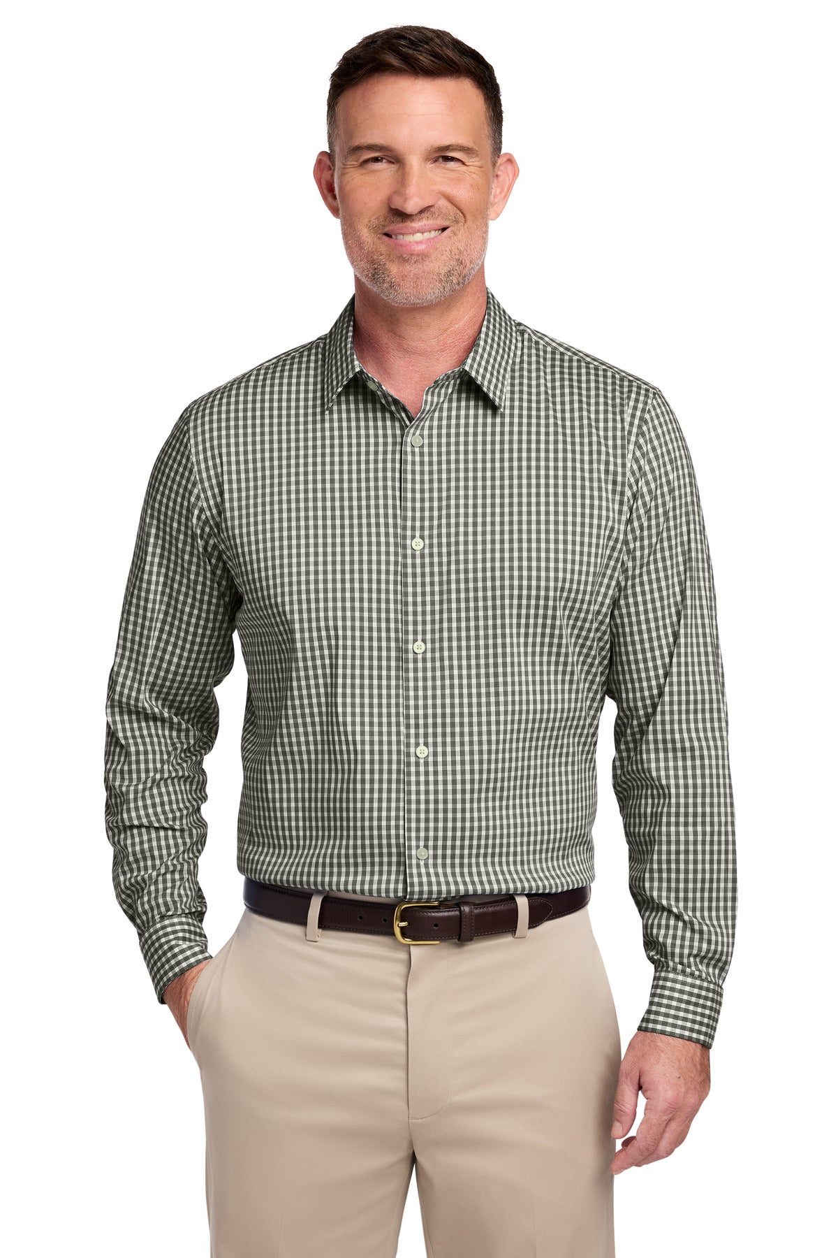 Custom Embroidery or DTF Print - Brooks Brothers ®  Tech Stretch Patterned Shirt BB18006