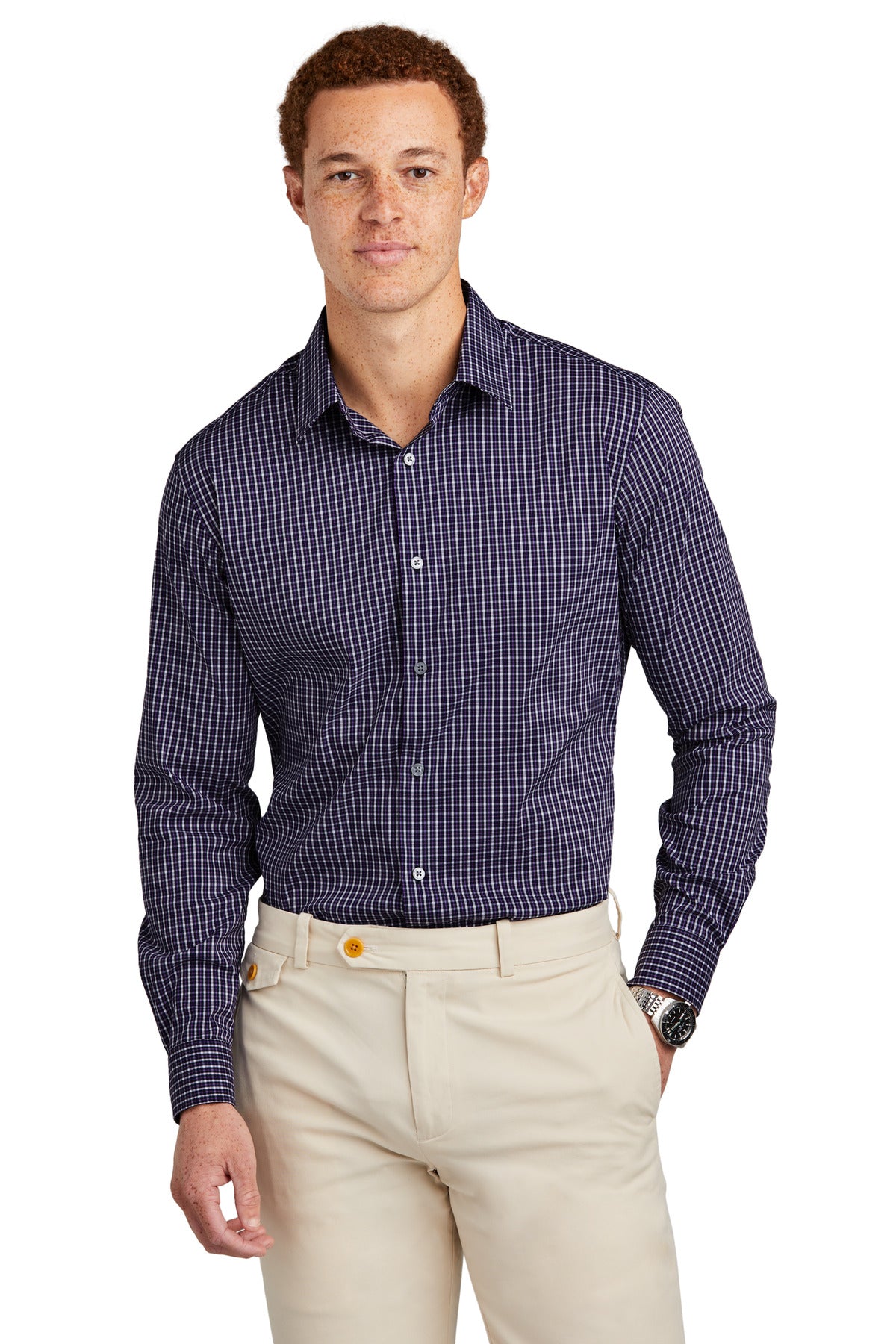 Custom Embroidered - Brooks Brothers© Tech Stretch Patterned Shirt BB18006