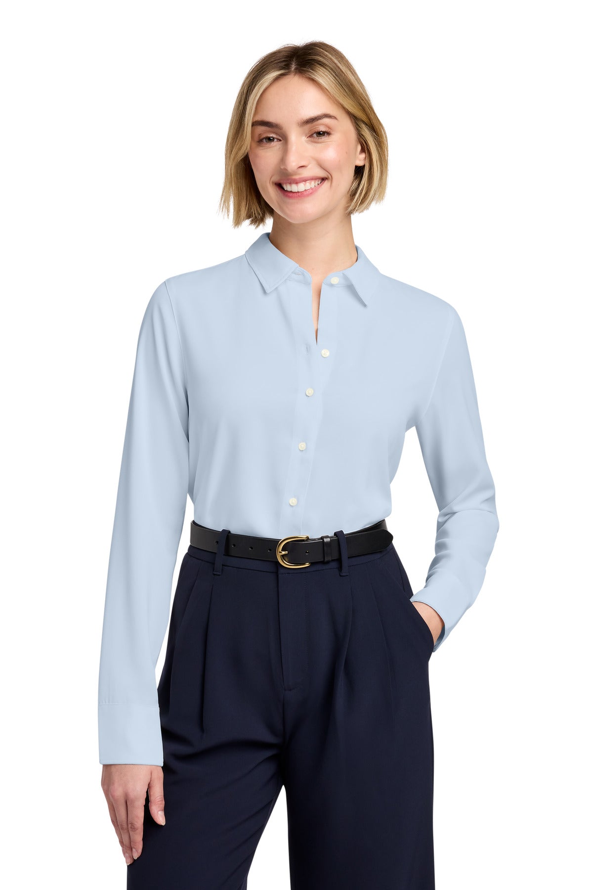 Custom Embroidery or DTF Print - Brooks Brothers ®  Women's Full-Button Satin Blouse BB18007