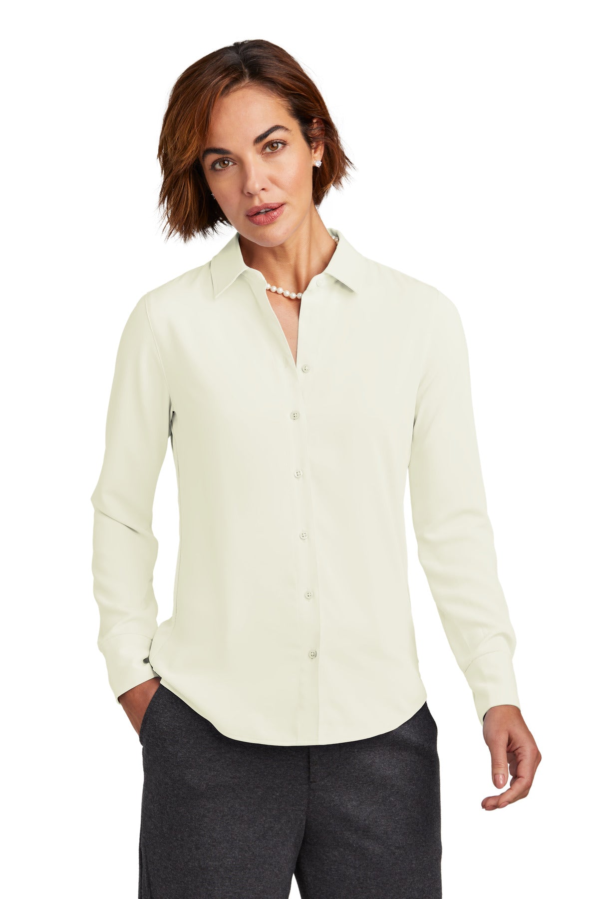 Custom Embroidered - Brooks Brothers© Women's Full-Button Satin Blouse BB18007