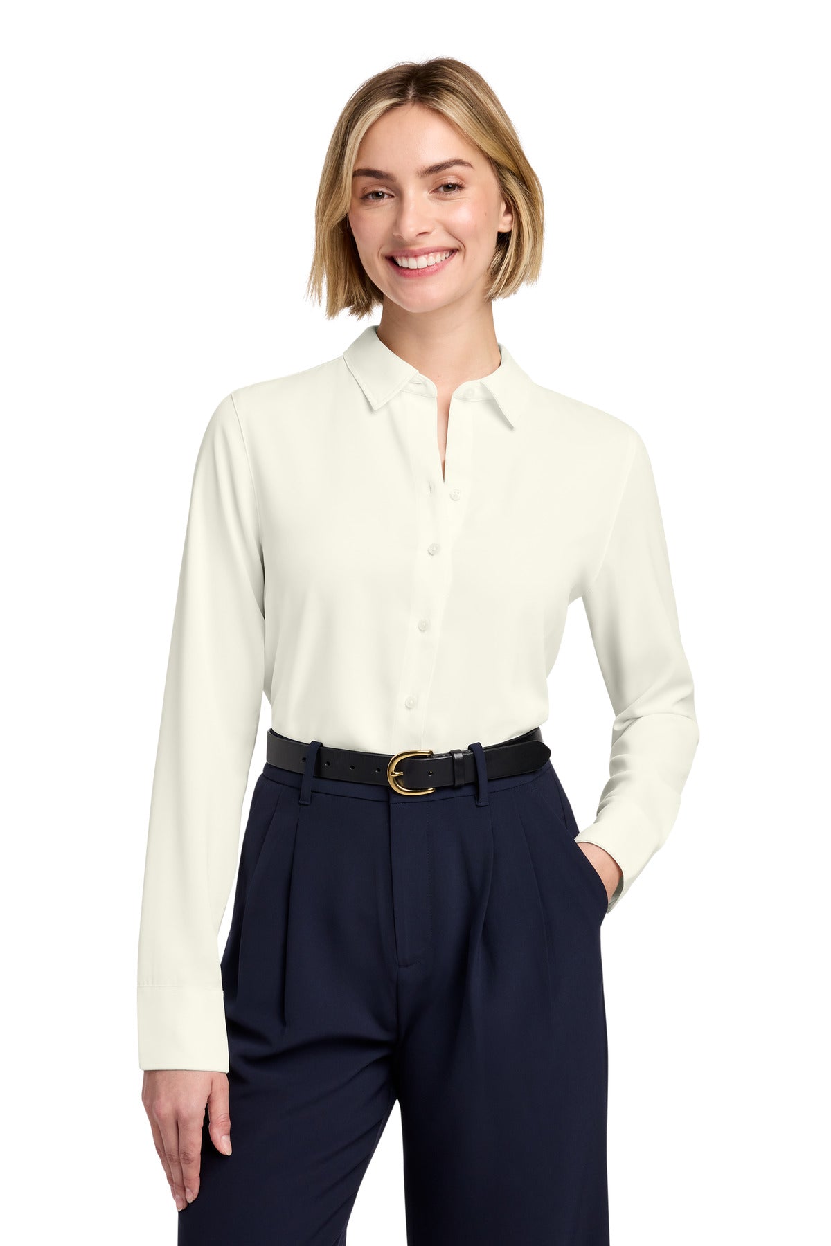 Custom Embroidery or DTF Print - Brooks Brothers ®  Women's Full-Button Satin Blouse BB18007