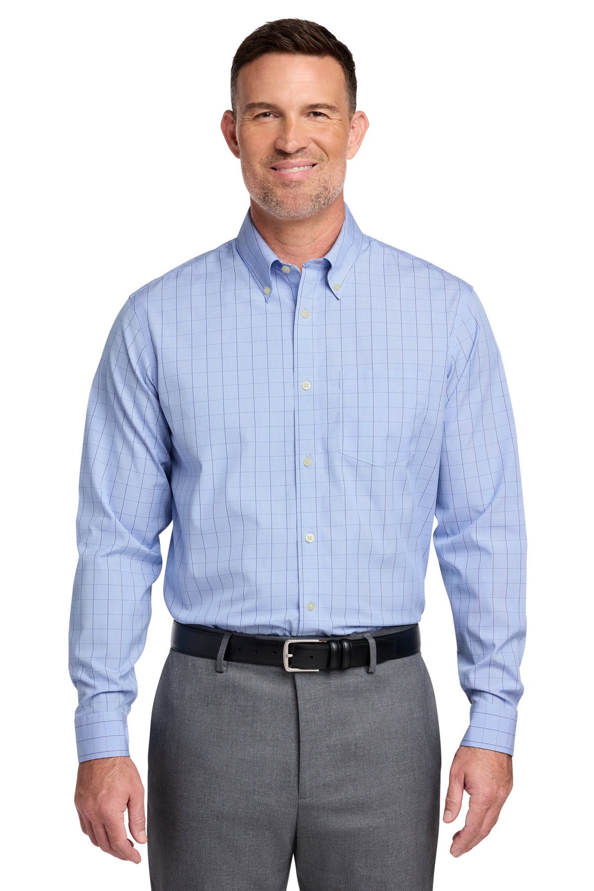 Custom Embroidery or DTF Print - Brooks Brothers ®  Wrinkle-Free Stretch Patterned Shirt BB18008
