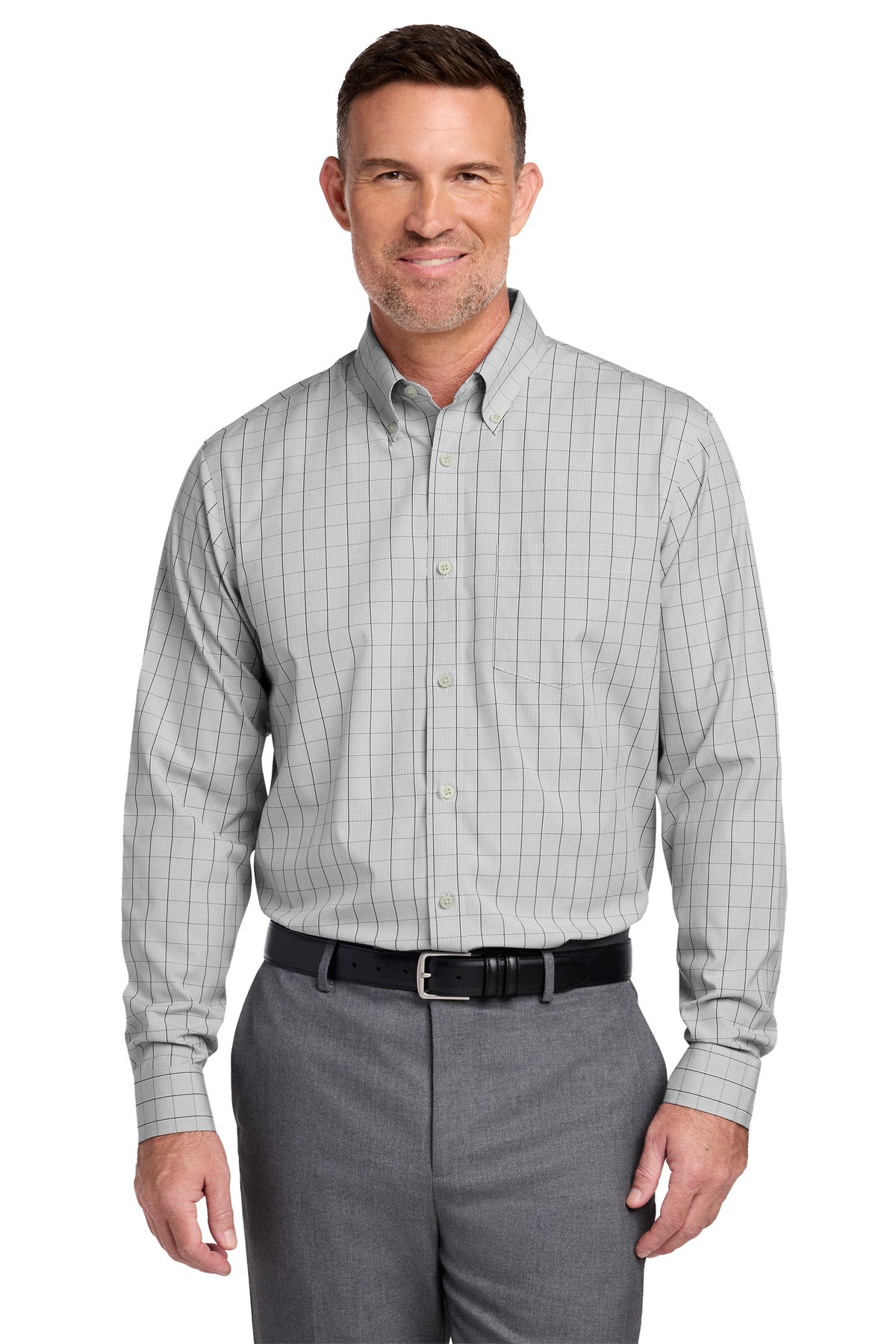 Custom Embroidery or DTF Print - Brooks Brothers ®  Wrinkle-Free Stretch Patterned Shirt BB18008