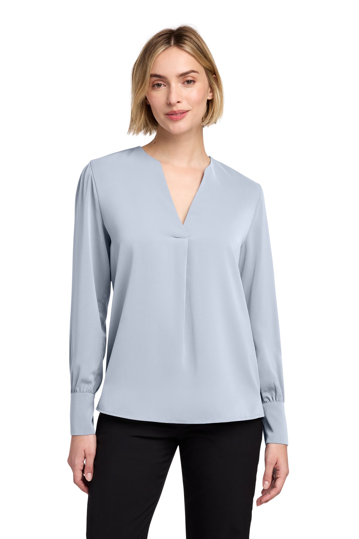 Custom Embroidery or DTF Print - Brooks Brothers ®  Women's Open-Neck Satin Blouse BB18009
