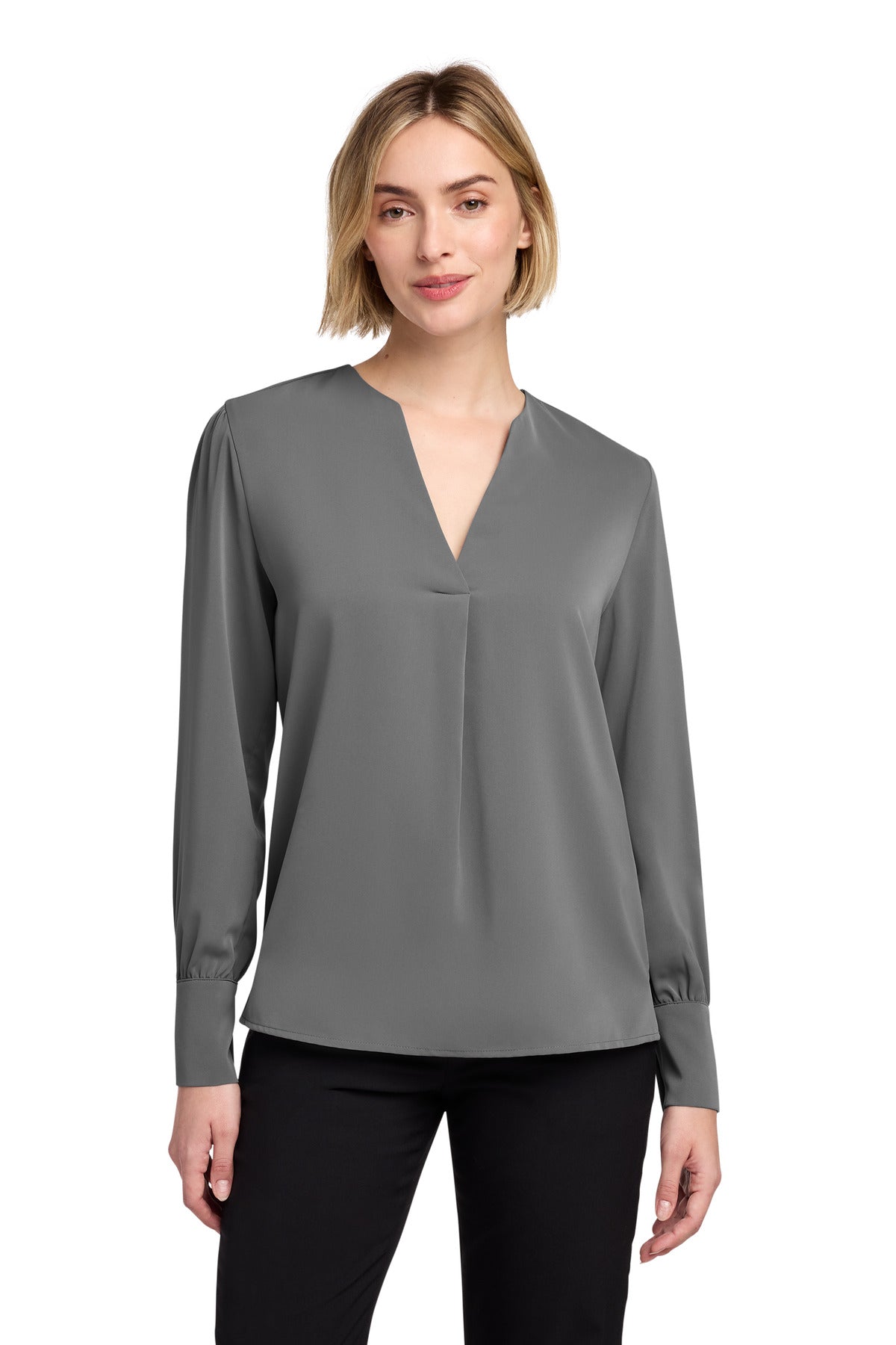 Custom Embroidery or DTF Print - Brooks Brothers ®  Women's Open-Neck Satin Blouse BB18009