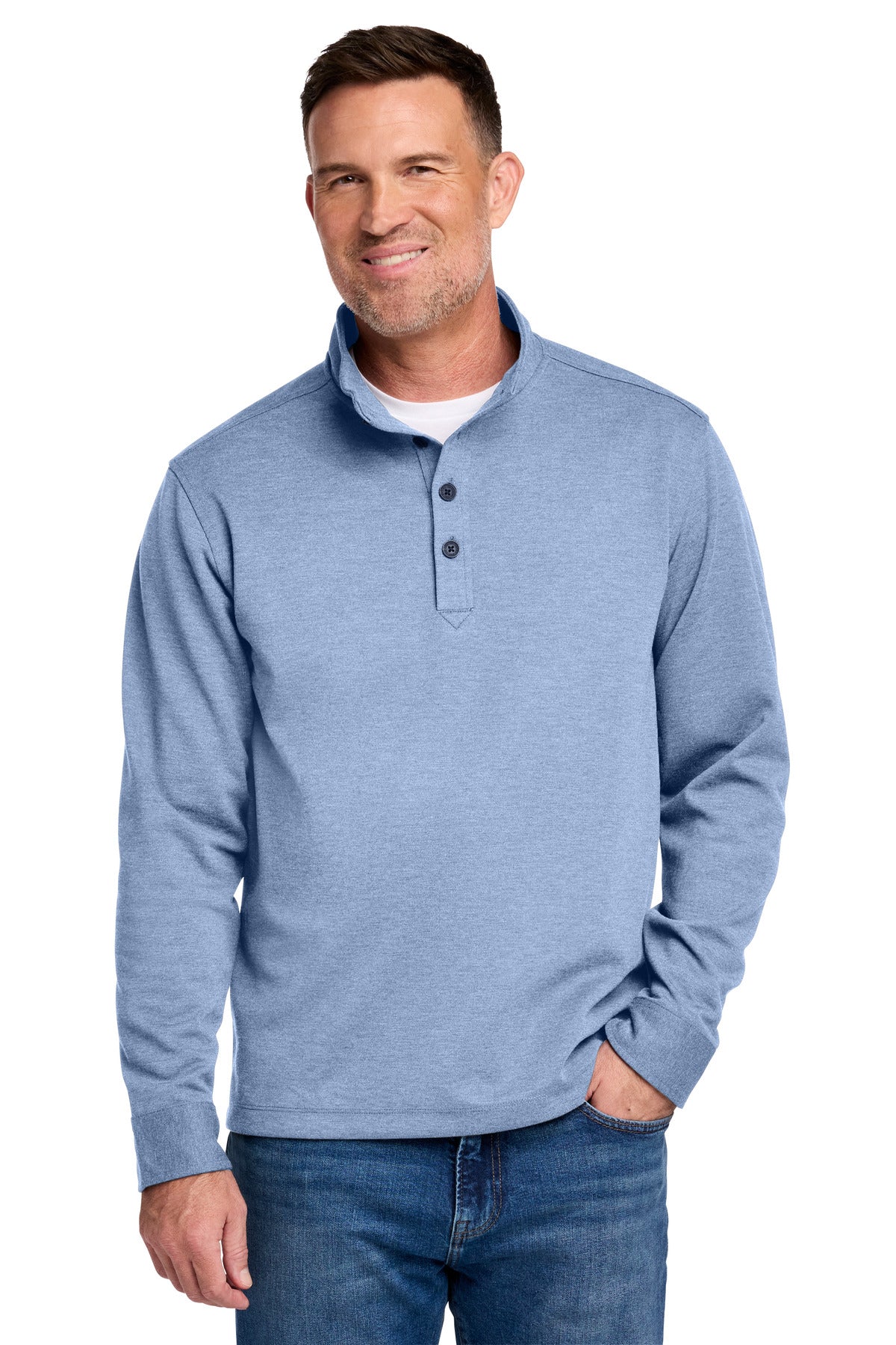 Custom Embroidery or DTF Print - Brooks Brothers ®  Mid-Layer Stretch 1/2-Button BB18202
