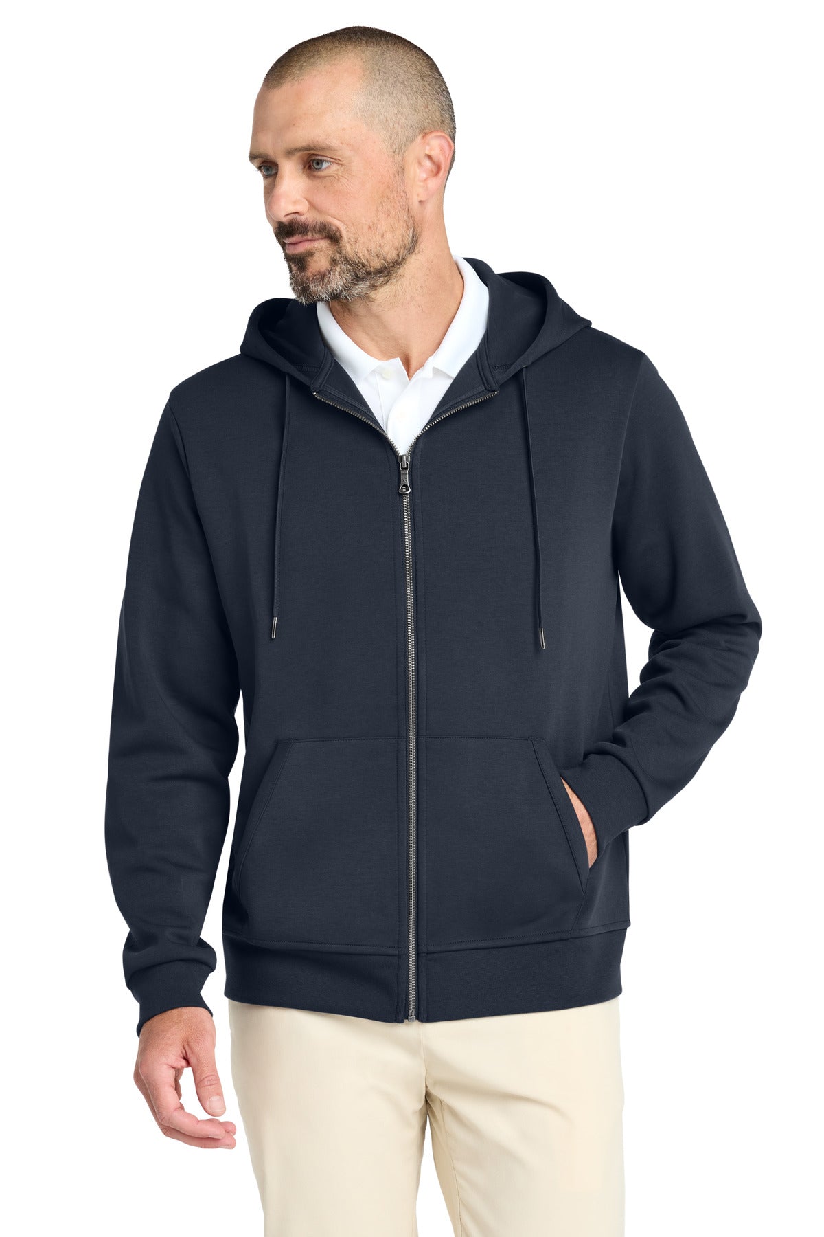 Custom Embroidery or DTF Print - Brooks Brothers ®  Double-Knit Full-Zip Hoodie BB18208