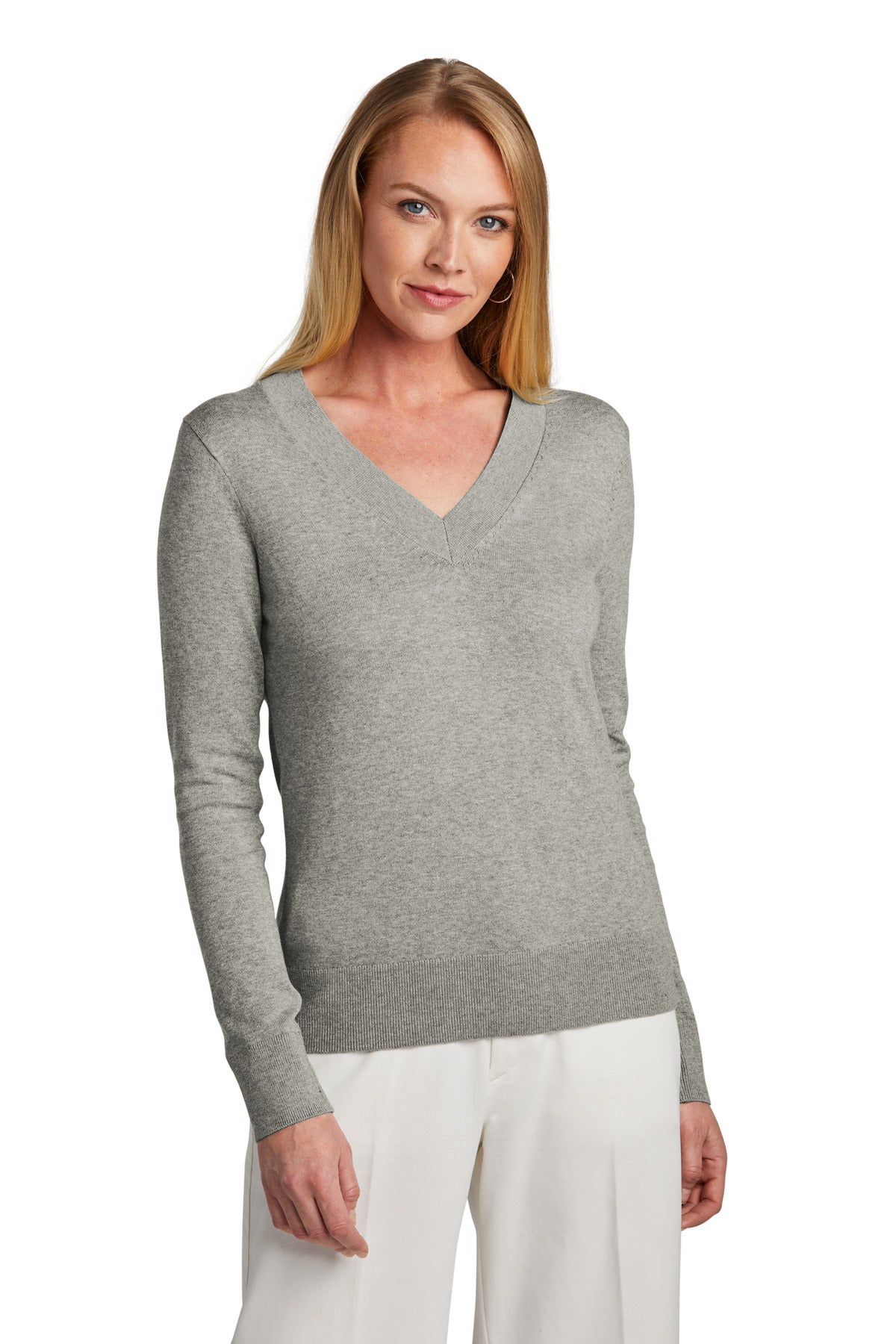 Custom Embroidered - Brooks Brothers© Women's Cotton Stretch V-Neck Sweater BB18401