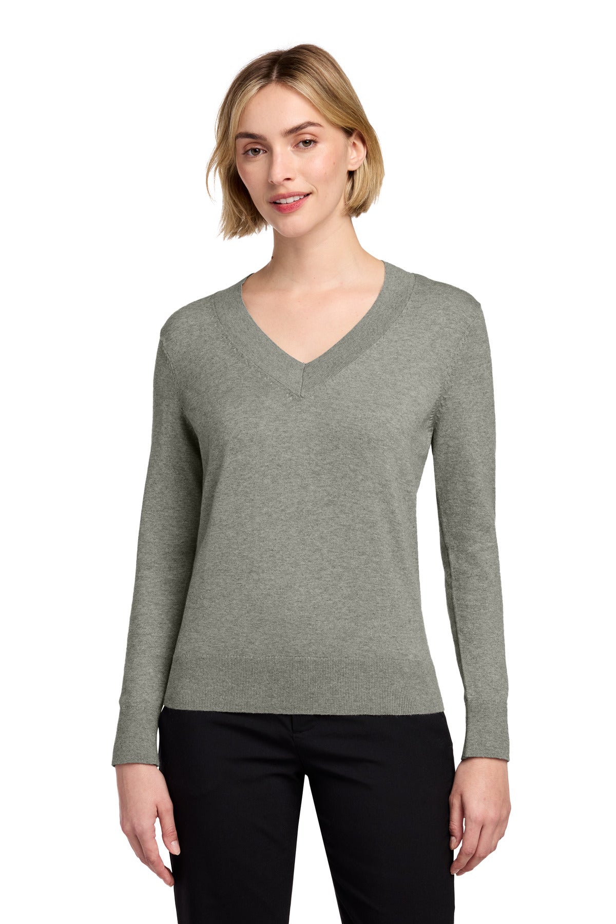 Custom Embroidery or DTF Print - Brooks Brothers ®  Women's Cotton Stretch V-Neck Sweater BB18401