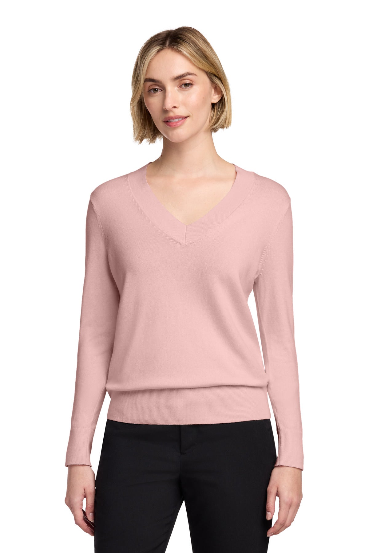Custom Embroidery or DTF Print - Brooks Brothers ®  Women's Cotton Stretch V-Neck Sweater BB18401