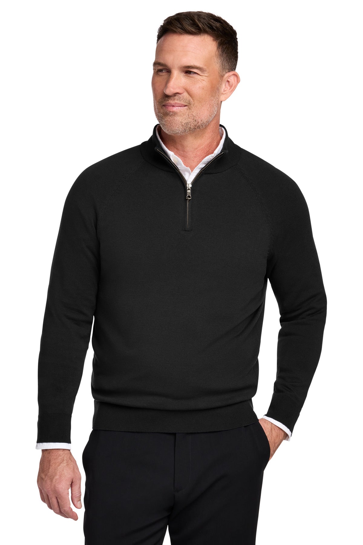 Custom Embroidery or DTF Print - Brooks Brothers ®  Cotton Stretch 1/4-Zip Sweater BB18402
