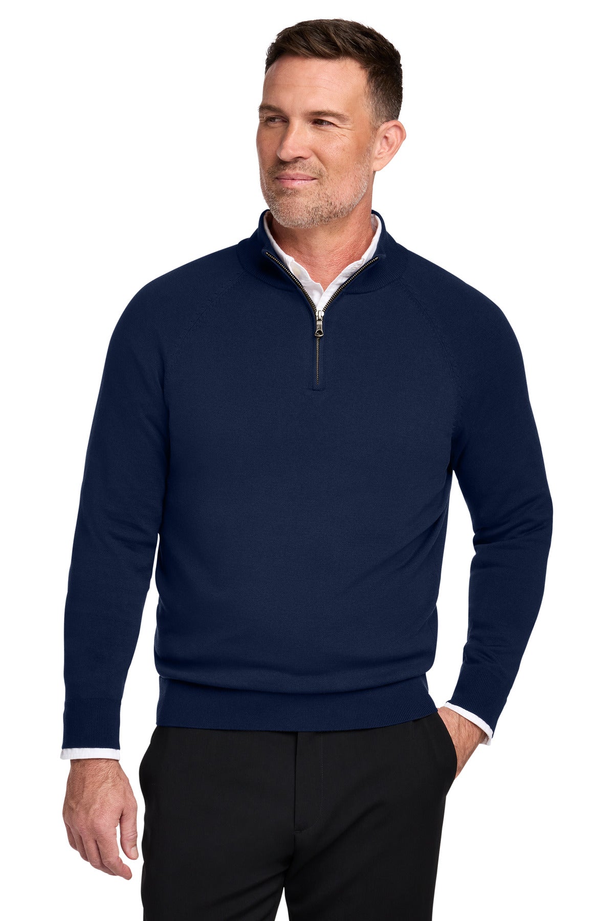 Custom Embroidery or DTF Print - Brooks Brothers ®  Cotton Stretch 1/4-Zip Sweater BB18402