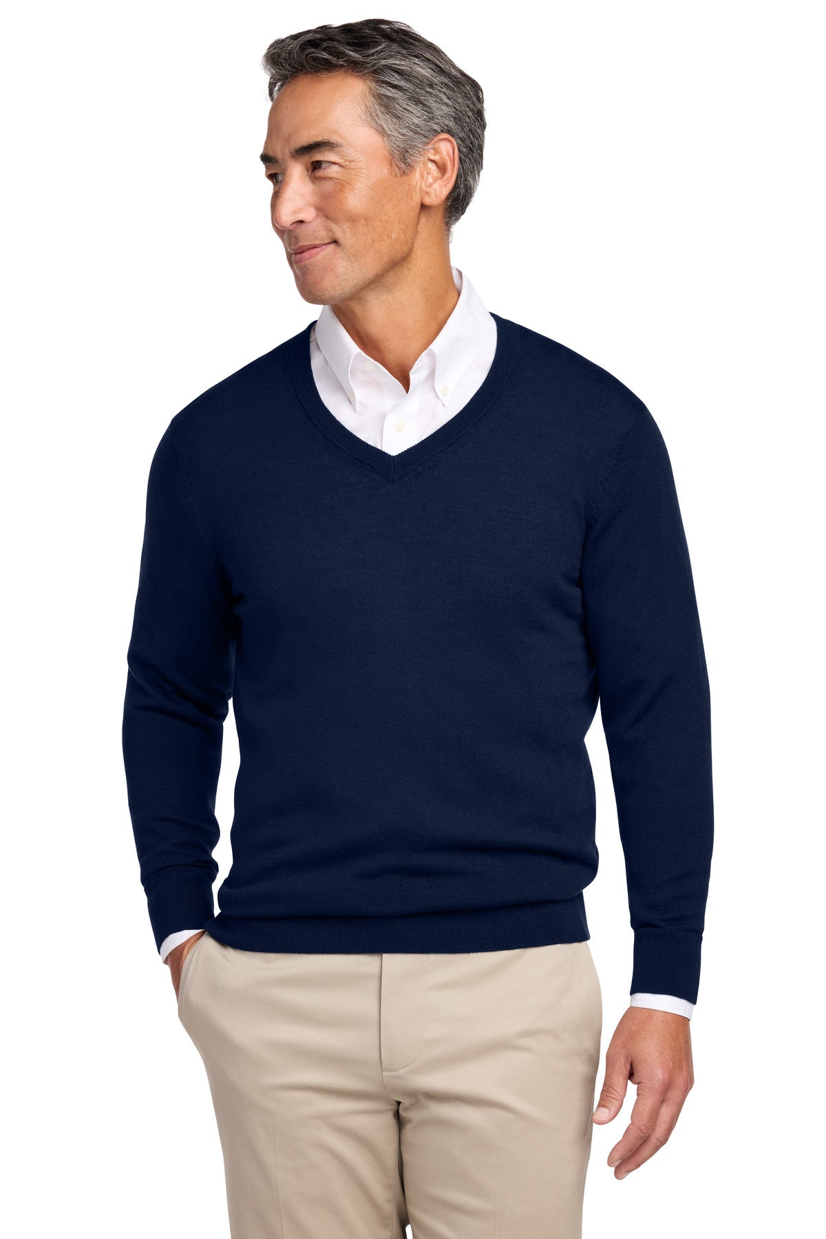 Custom Embroidery or DTF Print - Brooks Brothers ®  Washable Merino V-Neck Sweater BB18410