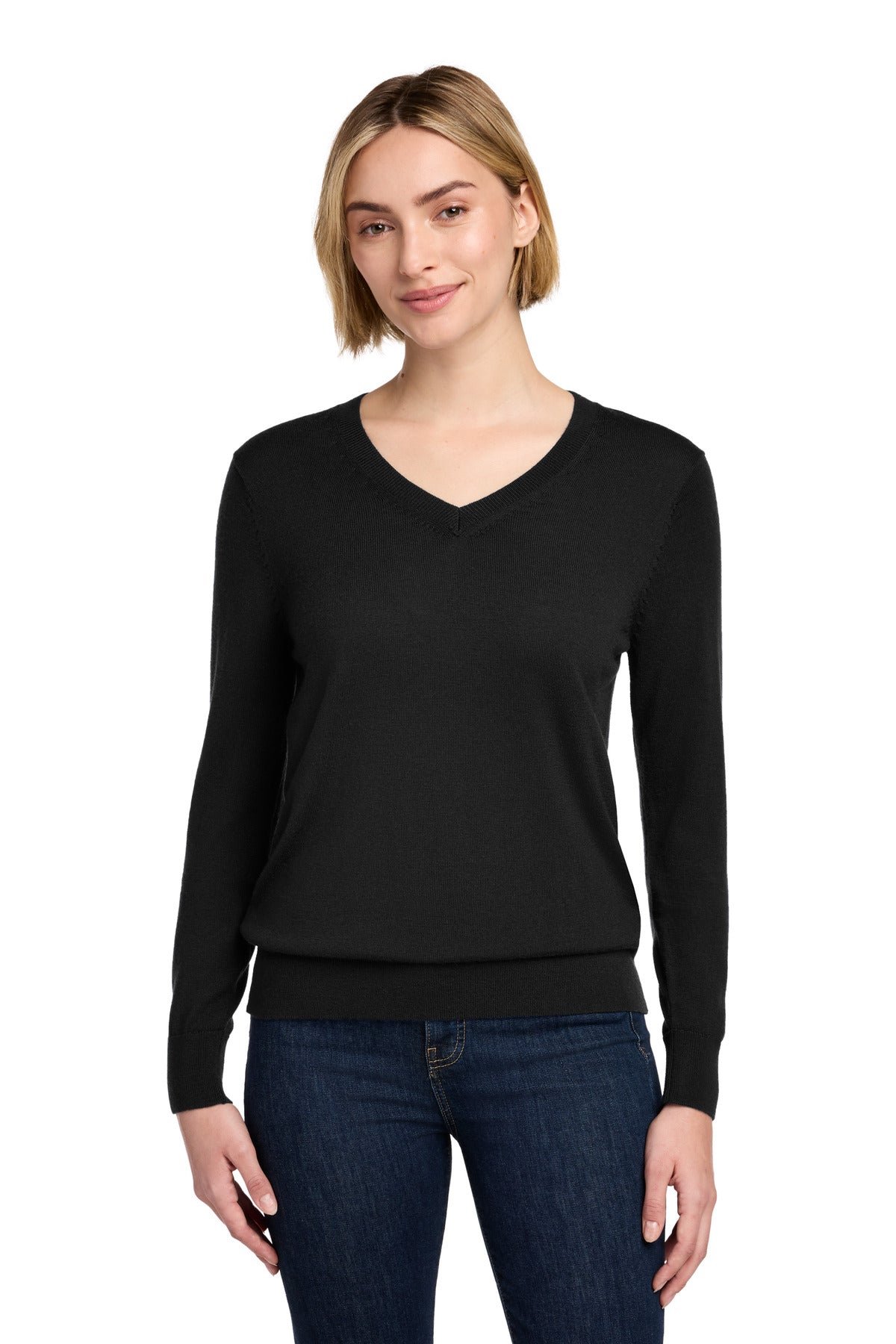 Custom Embroidery or DTF Print - Brooks Brothers ®  Women's Washable Merino V-Neck Sweater BB18411