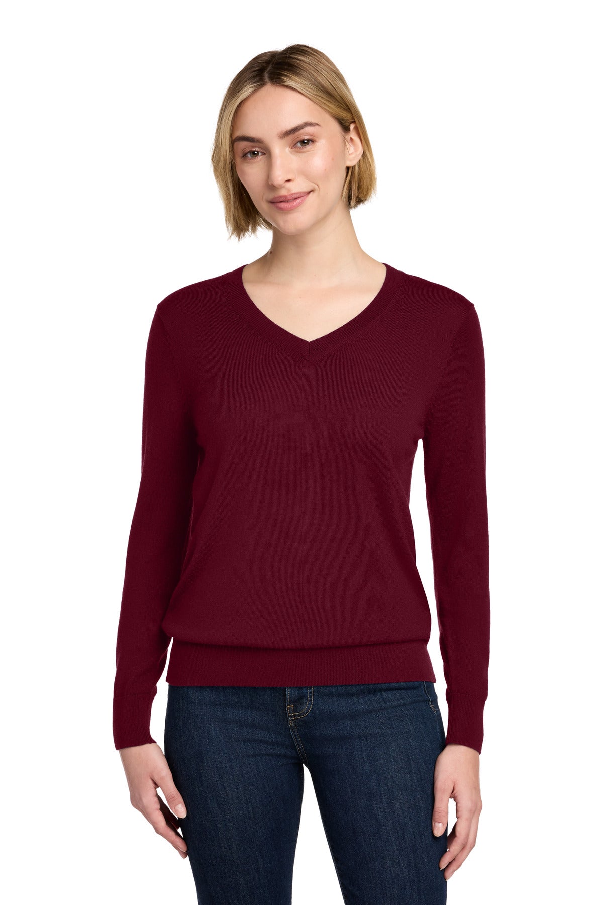 Custom Embroidery or DTF Print - Brooks Brothers ®  Women's Washable Merino V-Neck Sweater BB18411