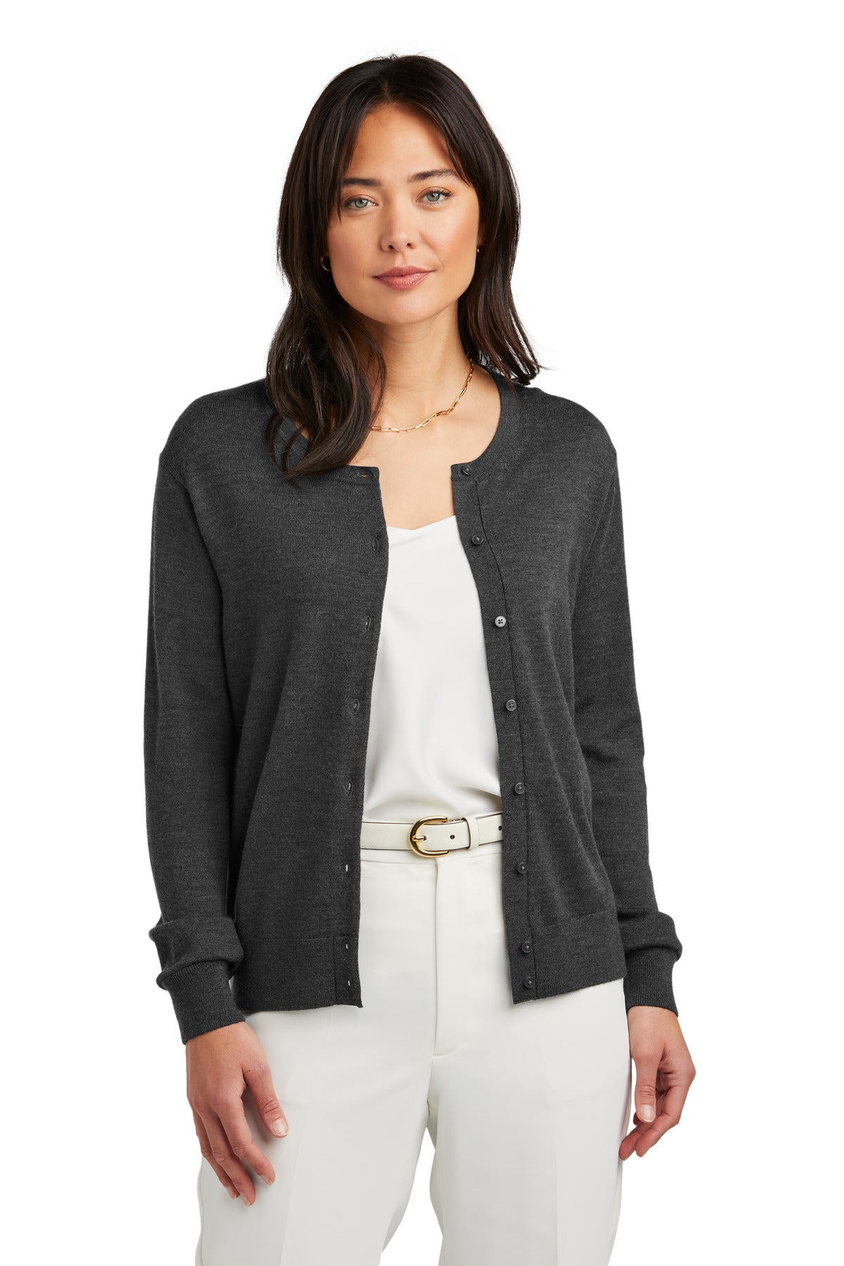 Custom Embroidered - Brooks Brothers© Women's Washable Merino Cardigan Sweater BB18413