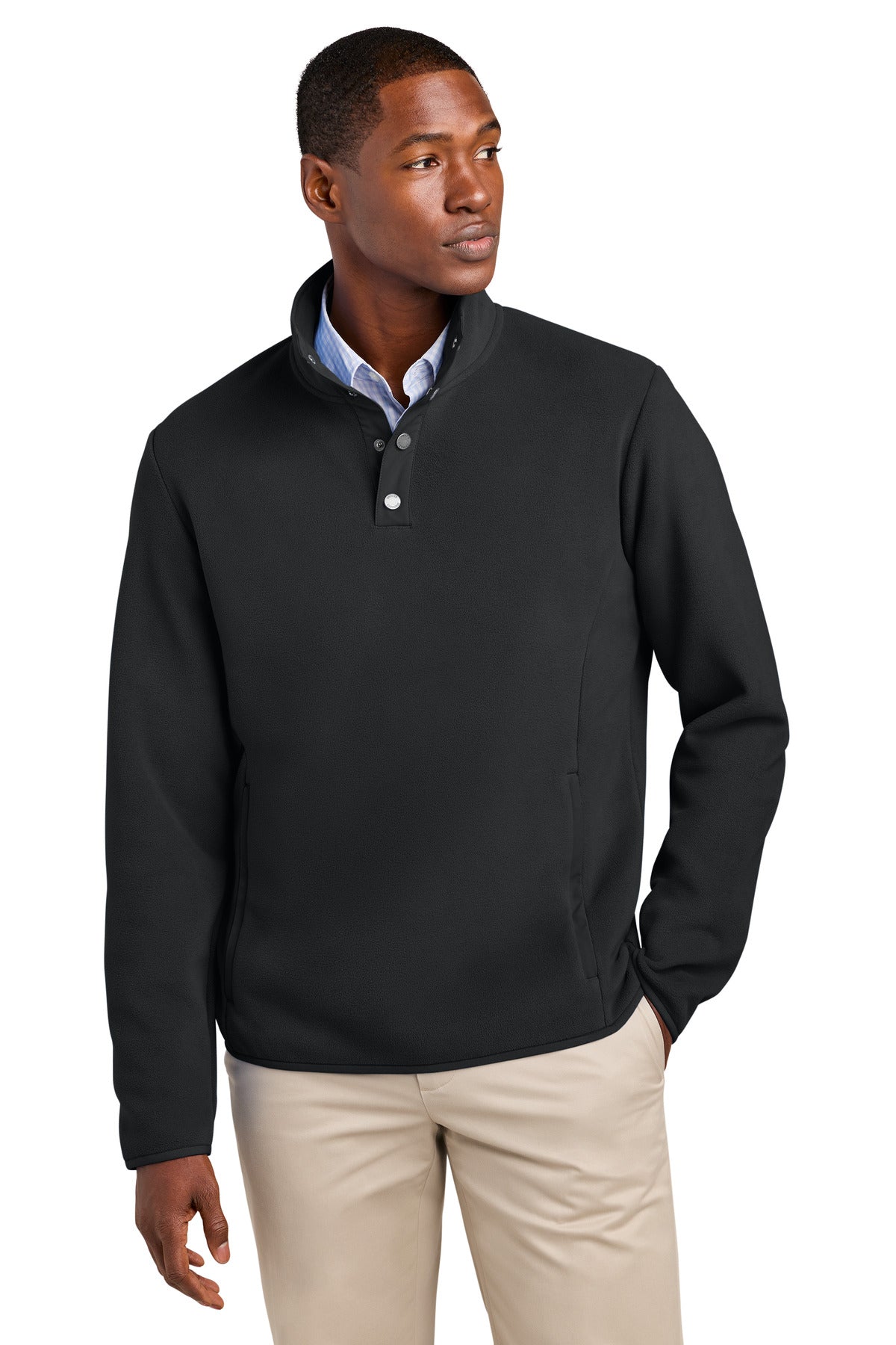 Custom Embroidery or DTF Print - Brooks Brothers ®  Fleece 1/4-Snap Neck BB18612