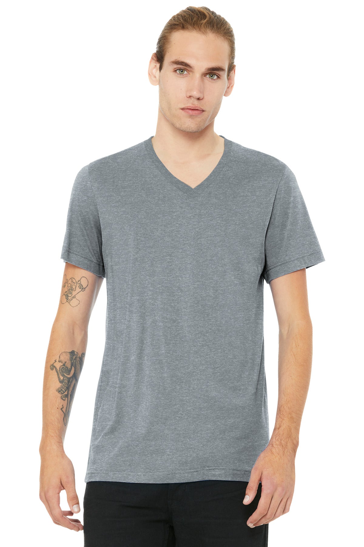 Custom Embroidery or DTF Print - BELLA+CANVAS ®  Unisex Heather CVC V-Neck Tee BC3005CVC