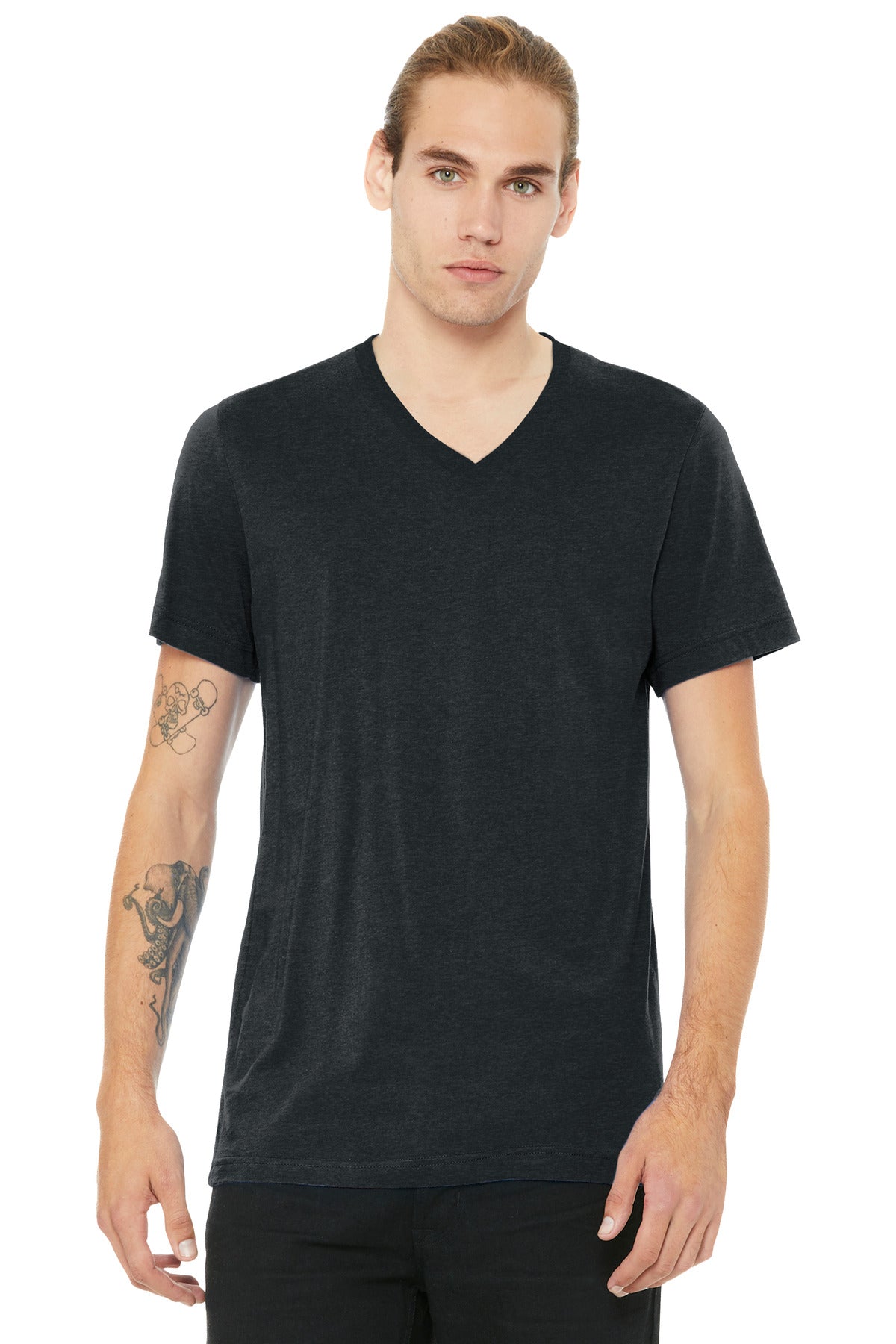 Custom Embroidery or DTF Print - BELLA+CANVAS ®  Unisex Heather CVC V-Neck Tee BC3005CVC