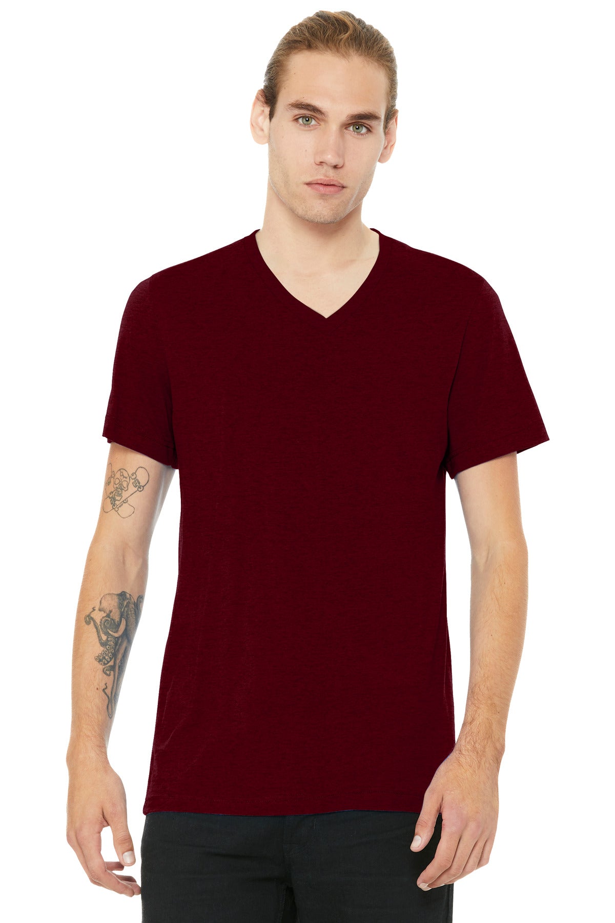 Custom Embroidery or DTF Print - BELLA+CANVAS ®  Unisex Heather CVC V-Neck Tee BC3005CVC