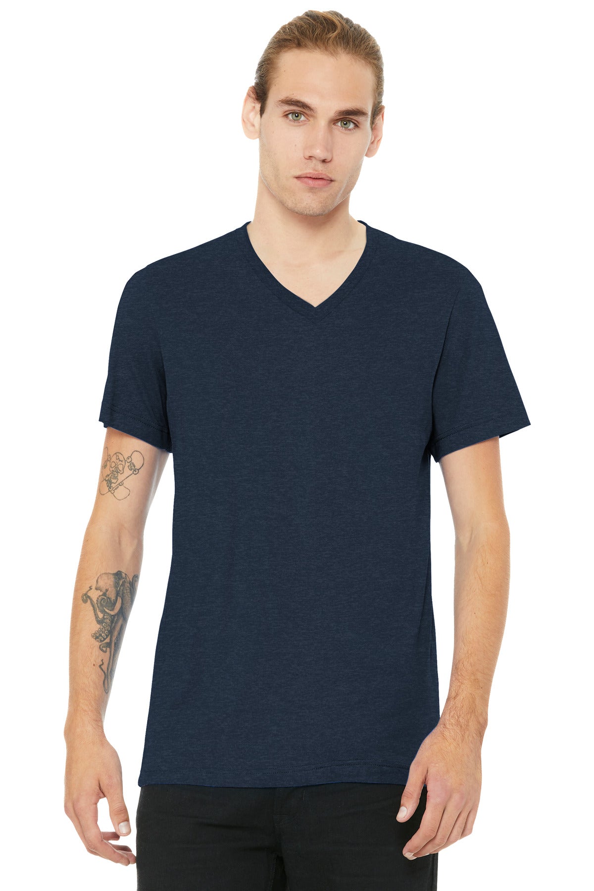 Custom Embroidery or DTF Print - BELLA+CANVAS ®  Unisex Heather CVC V-Neck Tee BC3005CVC