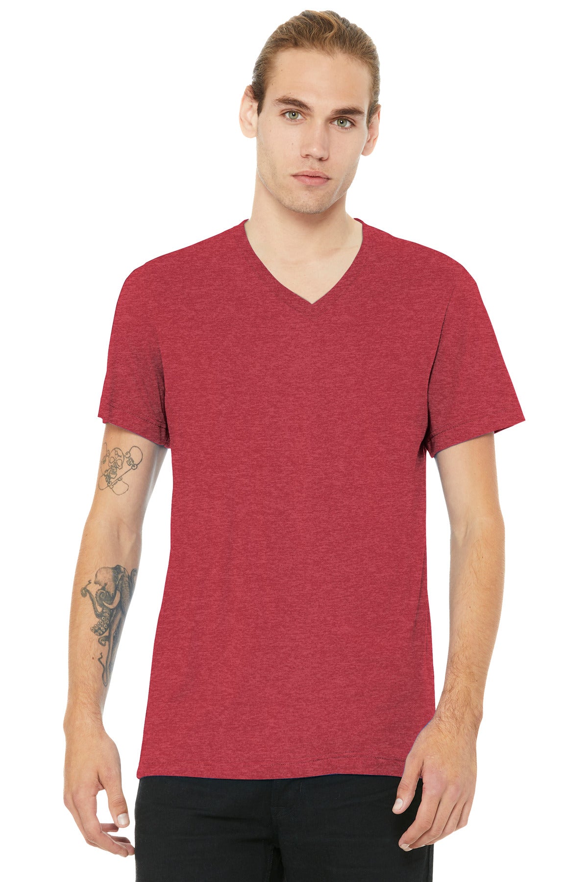 Custom Embroidery or DTF Print - BELLA+CANVAS ®  Unisex Heather CVC V-Neck Tee BC3005CVC