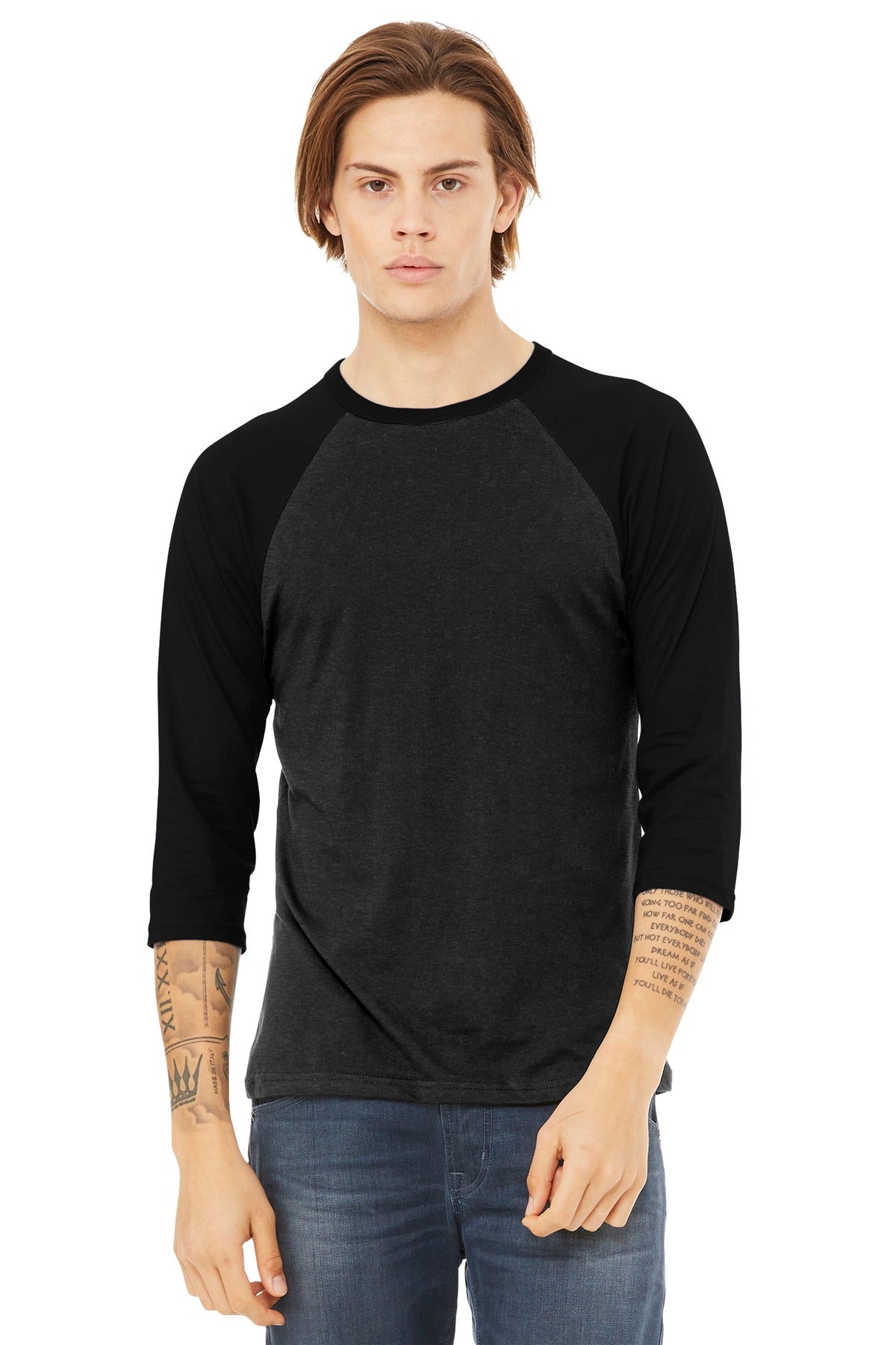 Custom Embroidery or DTF Print - BELLA+CANVAS  ®  Unisex 3/4-Sleeve Baseball Tee. BC3200