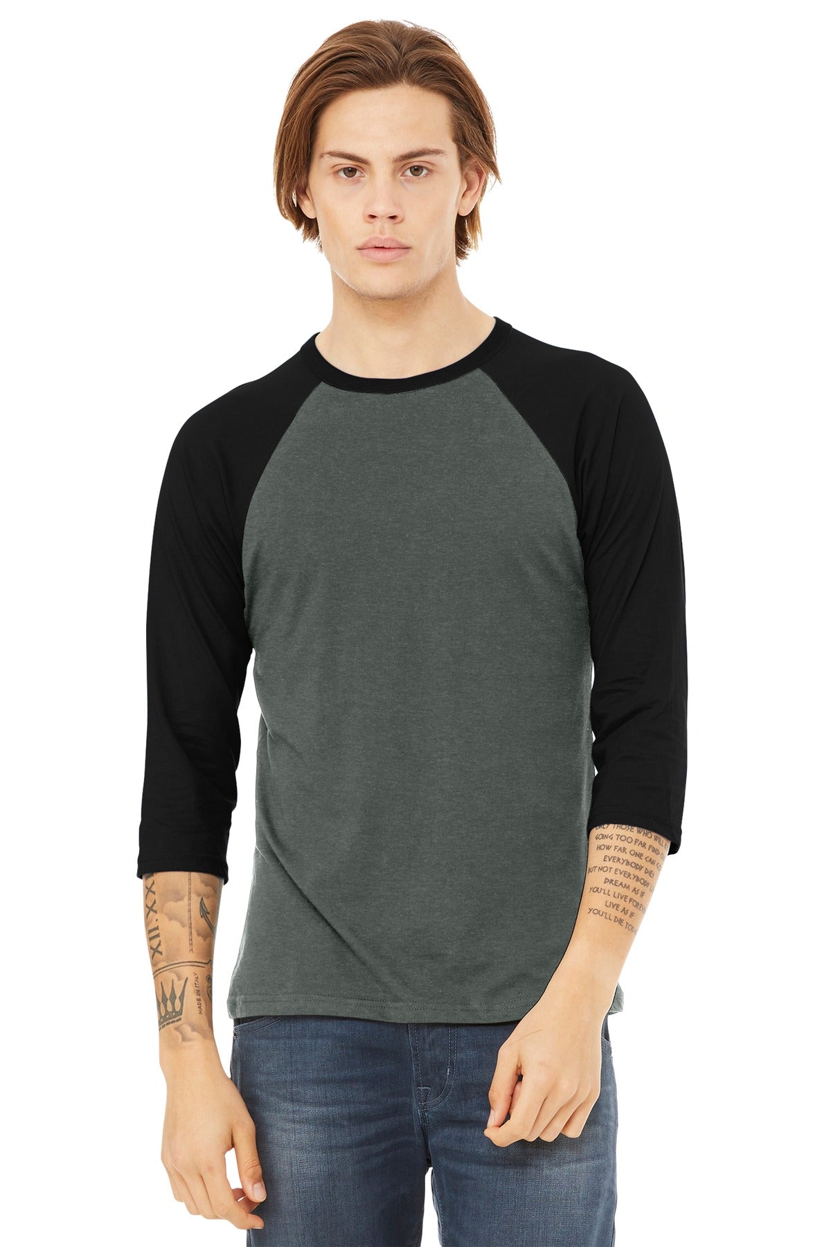 Custom Embroidery or DTF Print - BELLA+CANVAS  ®  Unisex 3/4-Sleeve Baseball Tee. BC3200