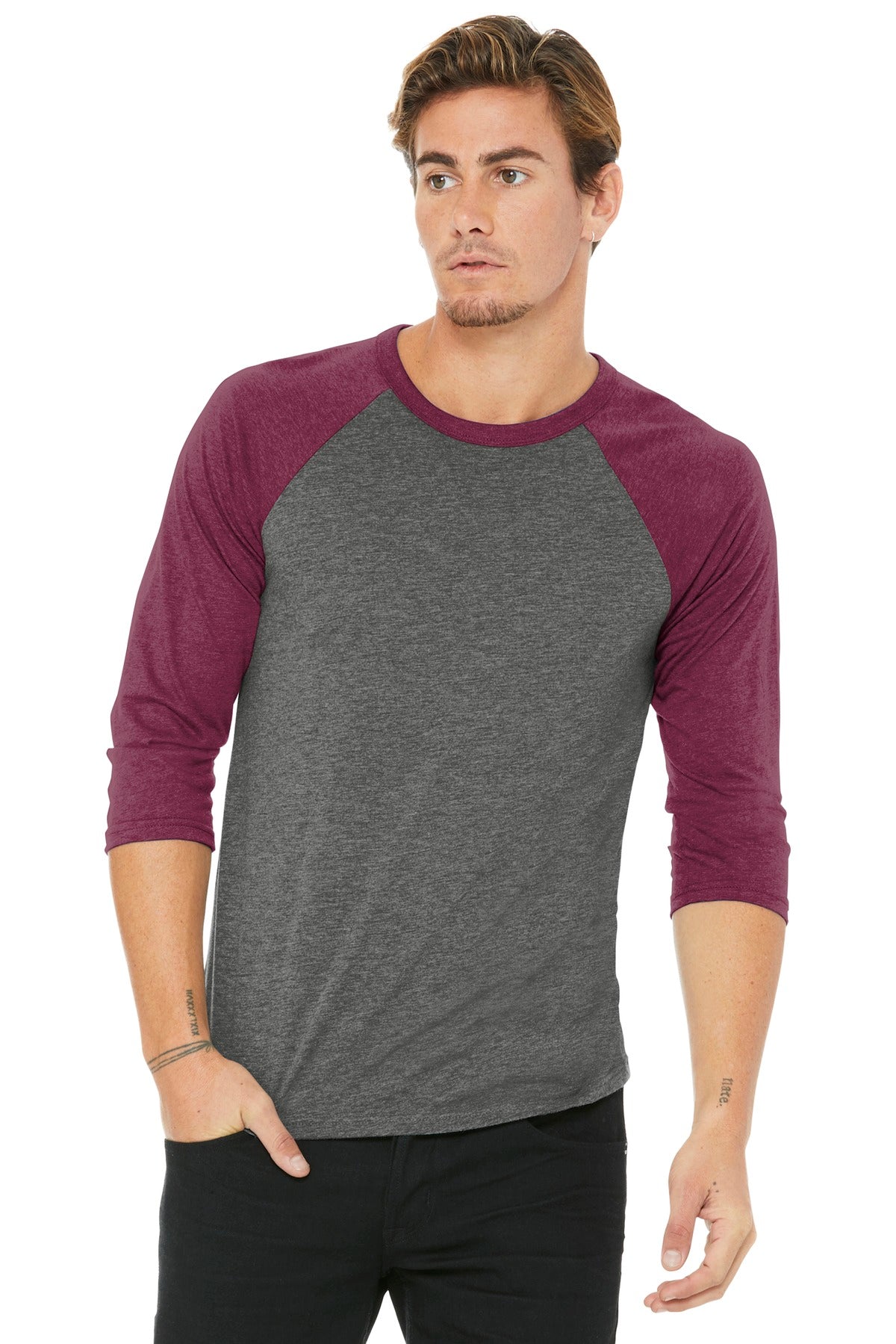 Custom Embroidery or DTF Print - BELLA+CANVAS  ®  Unisex 3/4-Sleeve Baseball Tee. BC3200
