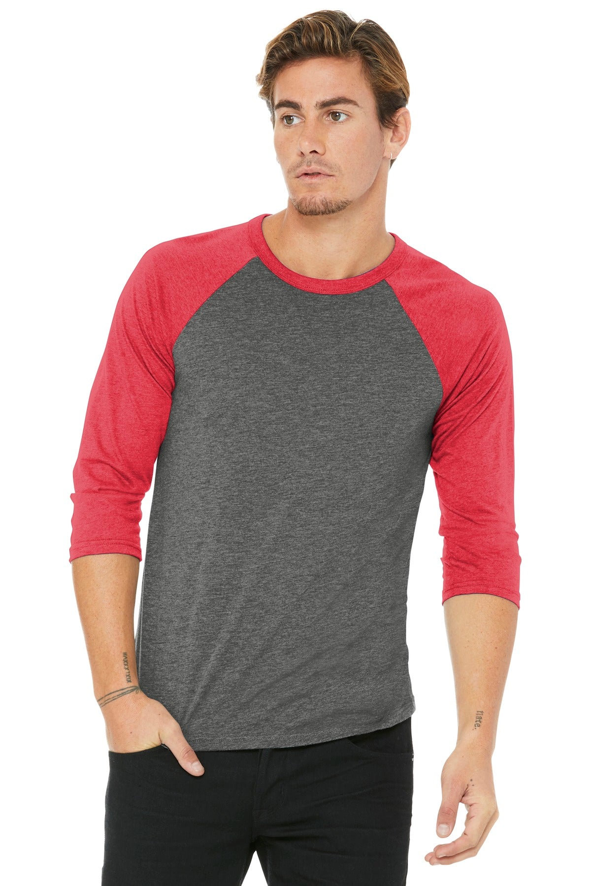 Custom Embroidery or DTF Print - BELLA+CANVAS  ®  Unisex 3/4-Sleeve Baseball Tee. BC3200