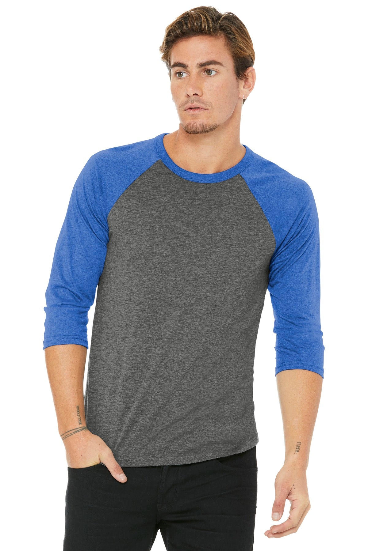 Custom Embroidery or DTF Print - BELLA+CANVAS  ®  Unisex 3/4-Sleeve Baseball Tee. BC3200
