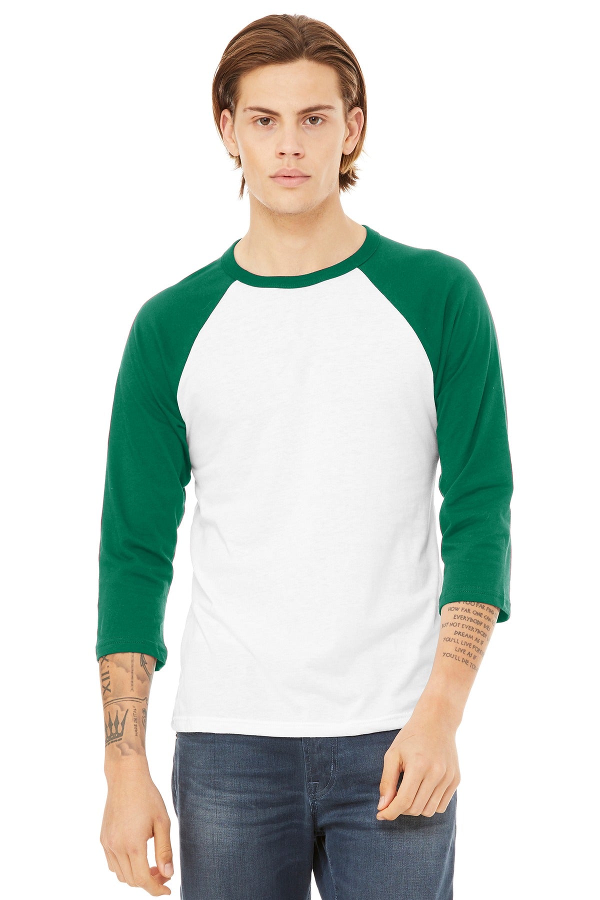 Custom Embroidery or DTF Print - BELLA+CANVAS  ®  Unisex 3/4-Sleeve Baseball Tee. BC3200