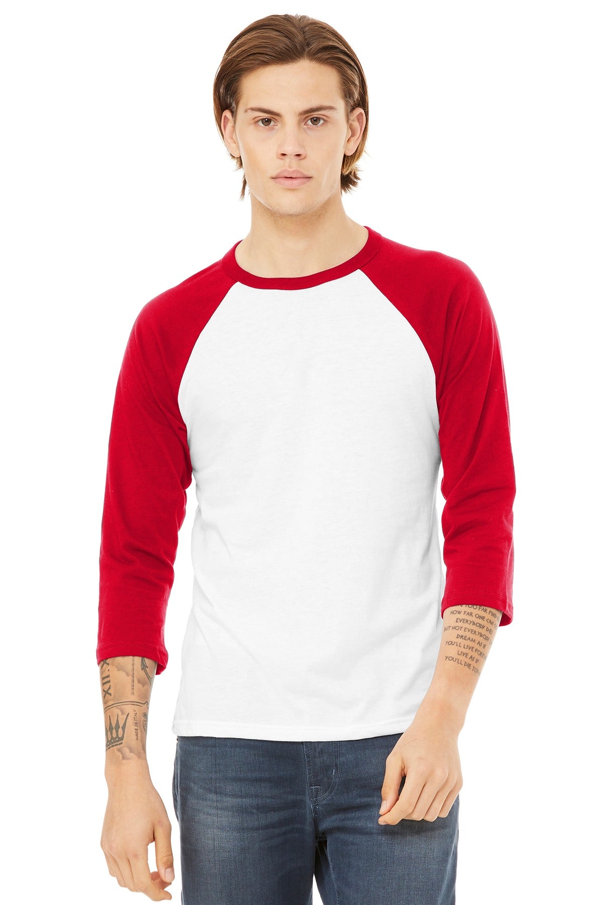 Custom Embroidery or DTF Print - BELLA+CANVAS  ®  Unisex 3/4-Sleeve Baseball Tee. BC3200