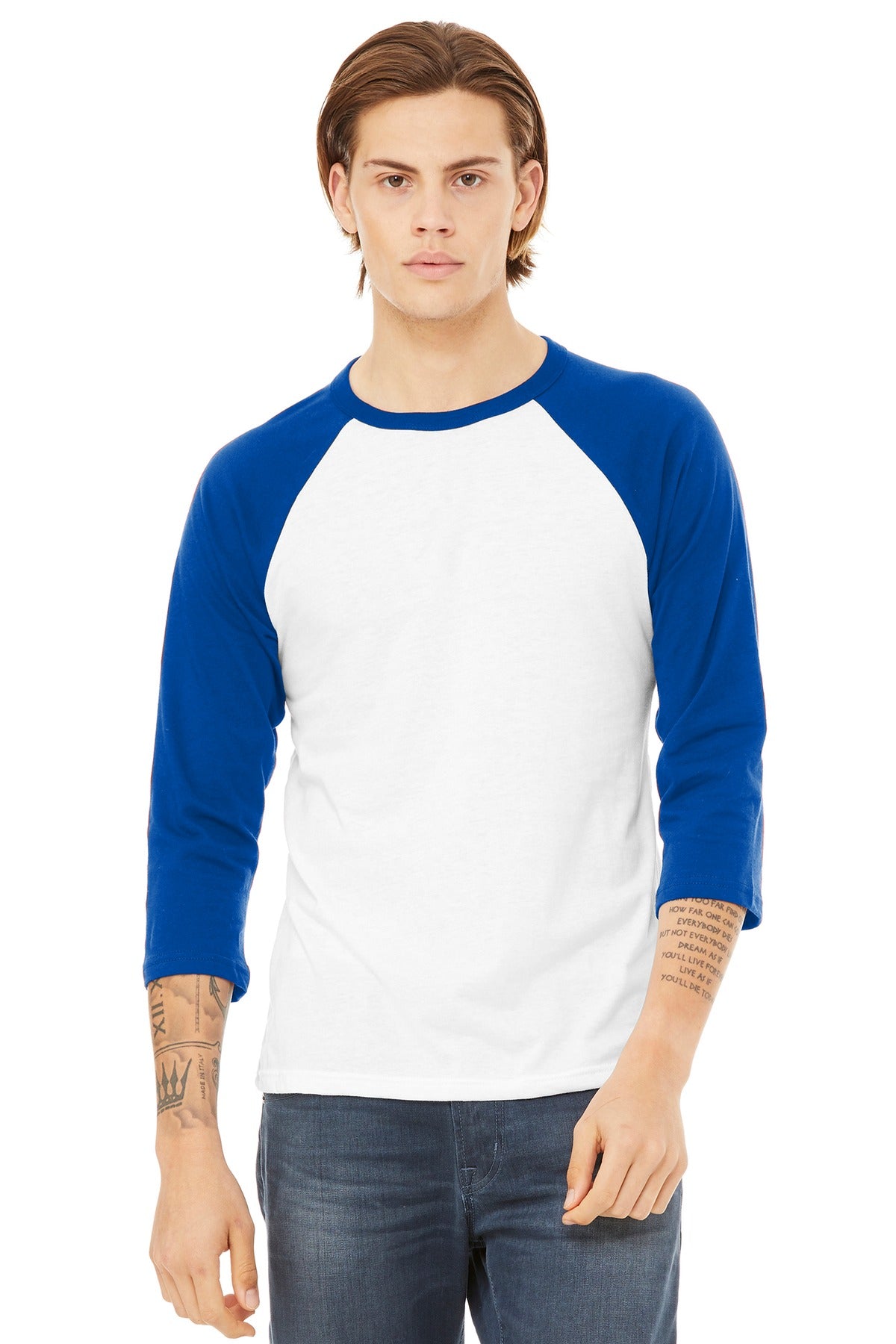 Custom Embroidery or DTF Print - BELLA+CANVAS  ®  Unisex 3/4-Sleeve Baseball Tee. BC3200