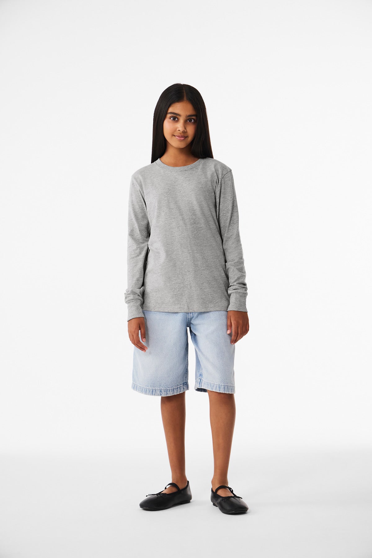 Custom Embroidery or DTF Print - BELLA+CANVAS ®  Youth Heather CVC Long Sleeve Tee BC3501YCVC