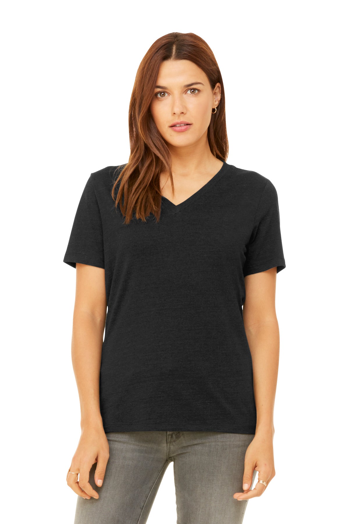 Custom Embroidery or DTF Print - BELLA+CANVAS ®  Women's Relaxed Heather CVC V-Neck Tee BC6405CVC
