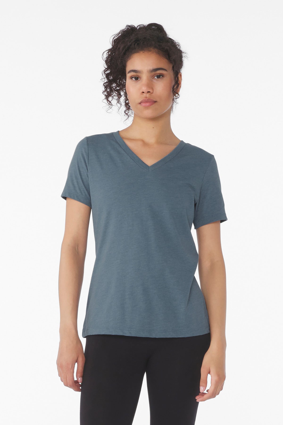 Custom Embroidery or DTF Print - BELLA+CANVAS ®  Women's Relaxed Heather CVC V-Neck Tee BC6405CVC