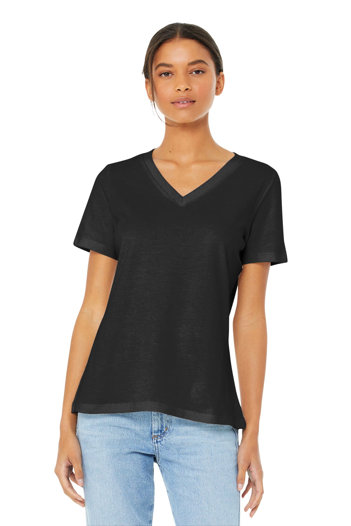 Custom Embroidery or DTF Print - BELLA+CANVAS  ®  Women's Relaxed Jersey Short Sleeve V-Neck Tee. BC6405