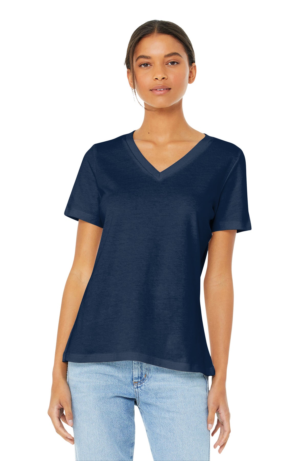 Custom Embroidery or DTF Print - BELLA+CANVAS  ®  Women's Relaxed Jersey Short Sleeve V-Neck Tee. BC6405