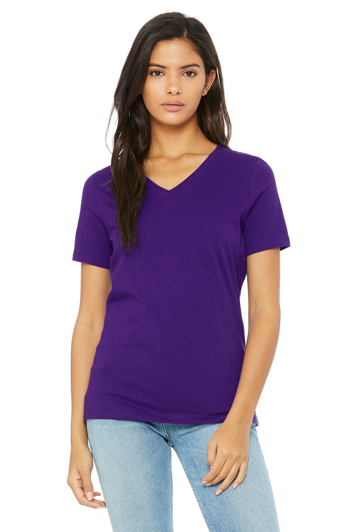 Custom Embroidery or DTF Print - BELLA+CANVAS  ®  Women's Relaxed Jersey Short Sleeve V-Neck Tee. BC6405