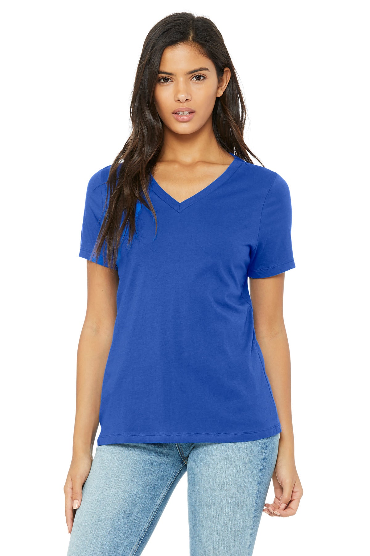 Custom Embroidery or DTF Print - BELLA+CANVAS  ®  Women's Relaxed Jersey Short Sleeve V-Neck Tee. BC6405