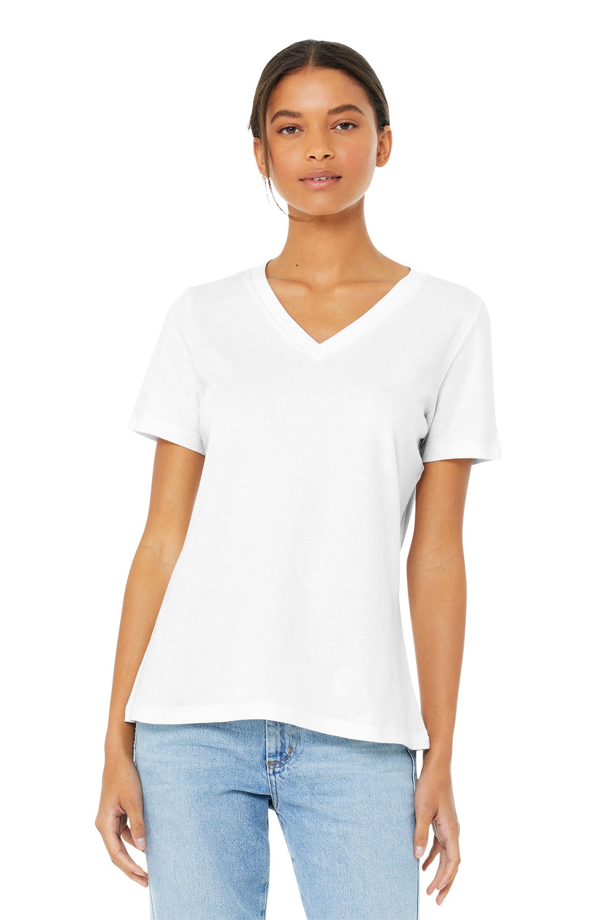 Custom Embroidery or DTF Print - BELLA+CANVAS  ®  Women's Relaxed Jersey Short Sleeve V-Neck Tee. BC6405