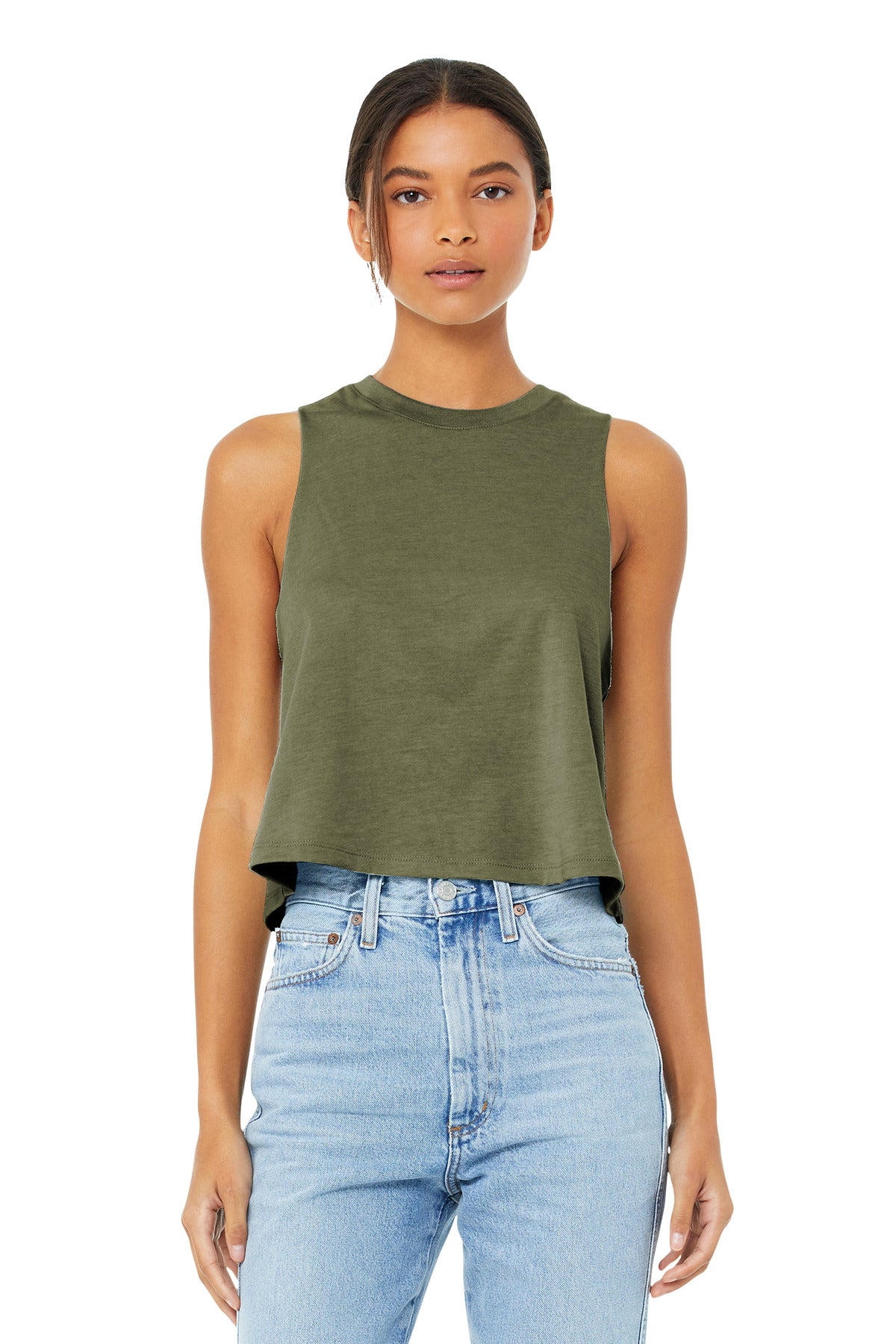 Custom Embroidery or DTF Print - BELLA+CANVAS  ®  Women's Racerback Cropped Tank. BC6682
