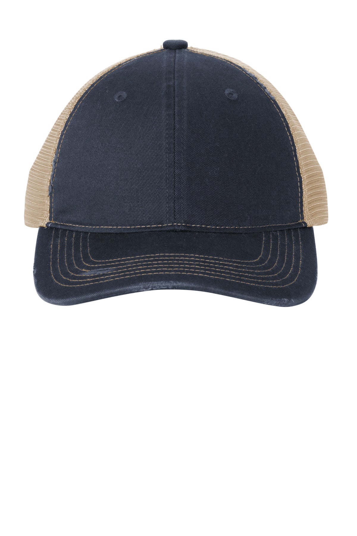 Custom Embroidery or DTF Print - Port Authority ®  Distressed Mesh Back Cap C600