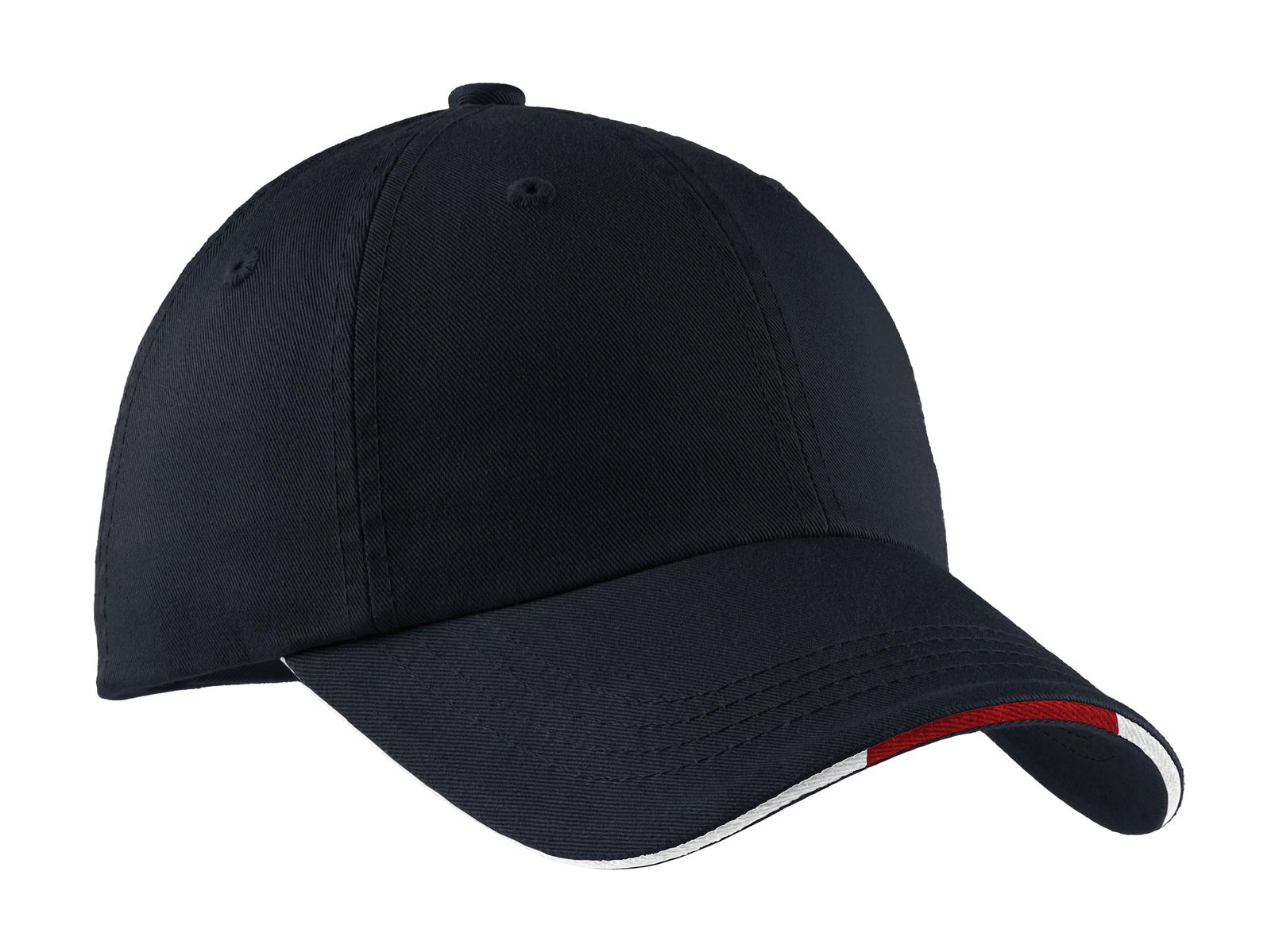 Custom Embroidered - Port Authority ®  Sandwich Bill Cap with Striped Closure.  C830