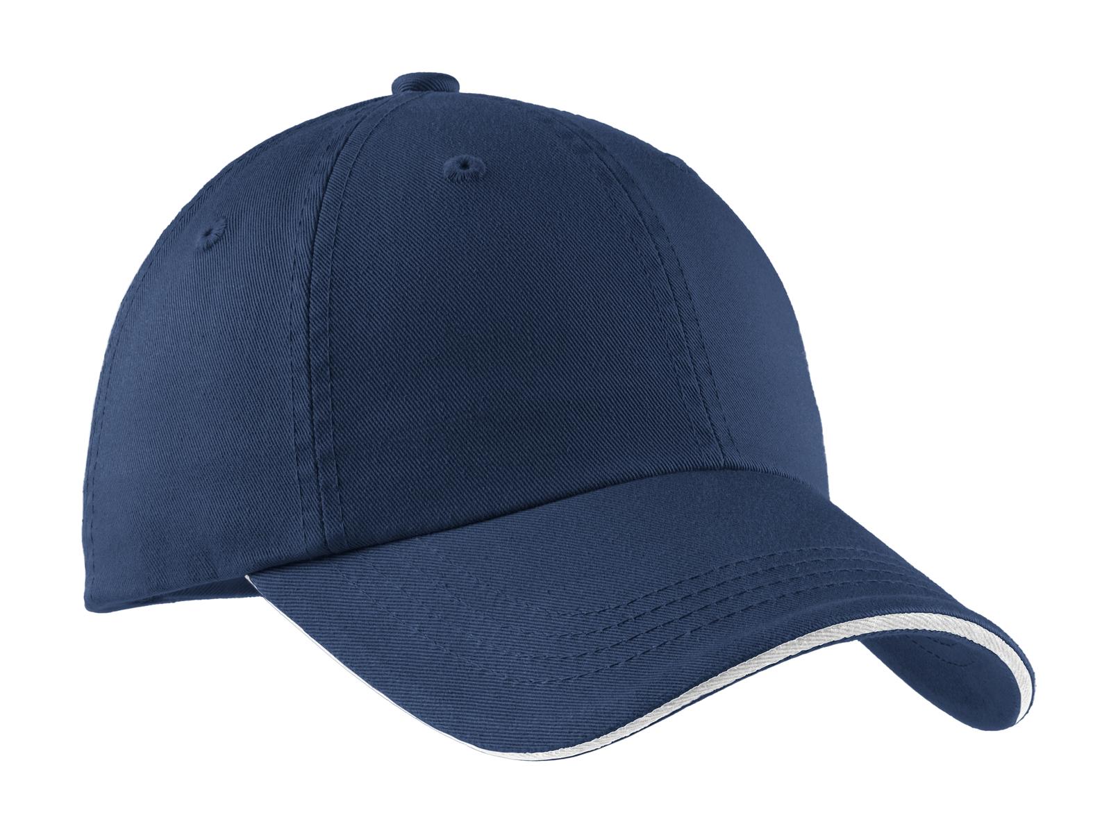Custom Embroidery or DTF Print - Port Authority ®  Sandwich Bill Cap with Striped Closure.  C830