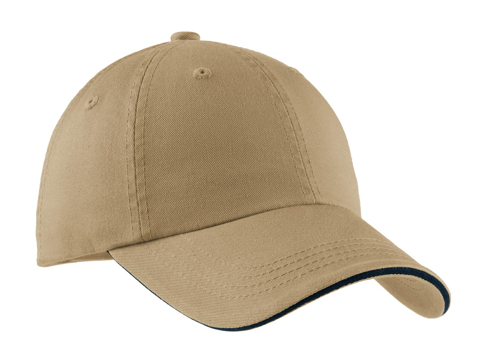 Custom Embroidery or DTF Print - Port Authority ®  Sandwich Bill Cap with Striped Closure.  C830